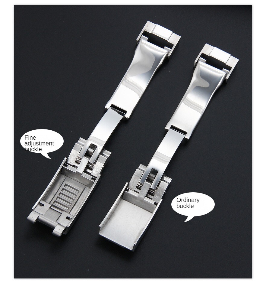 Premium Stainless Steel Folding Clasp for Rolex Rubber Strap Metal Buckle 16x9mm