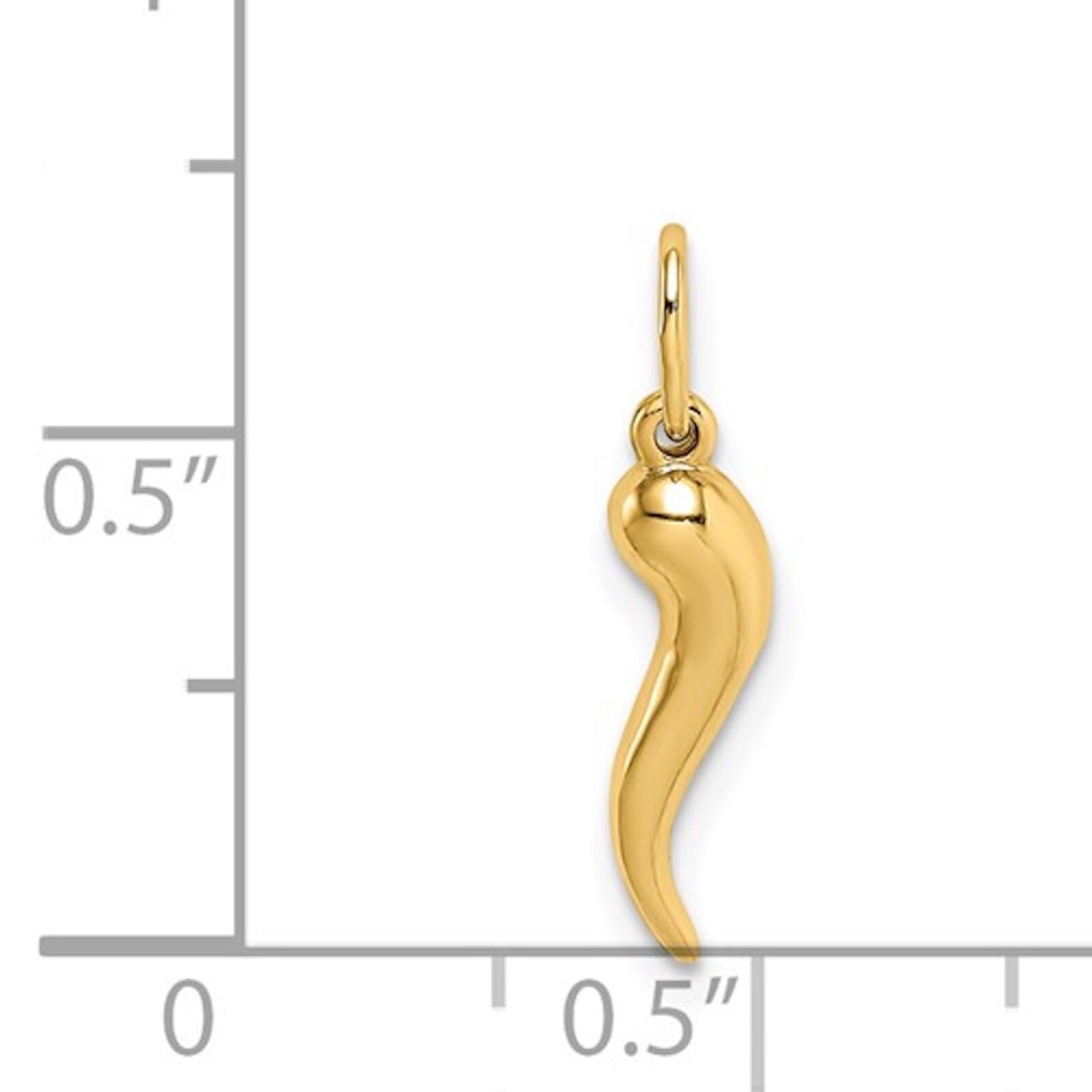 14K Solid Gold 3D Italian Horn 0.7″ Cornicello, Chili, Pendant – 14KG59