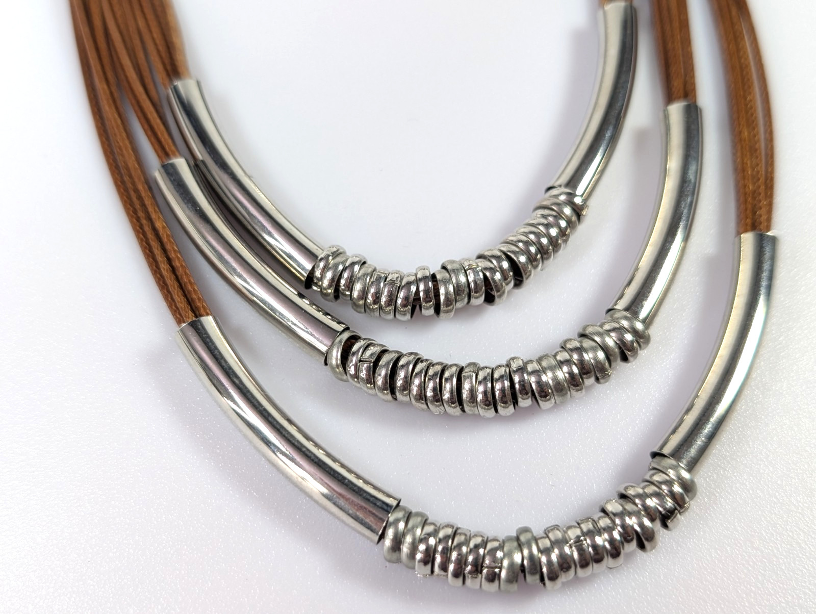 Paparazzi Necklace Mechanical Mania Brown Cord Steampunk Layered w/ Earrings Set