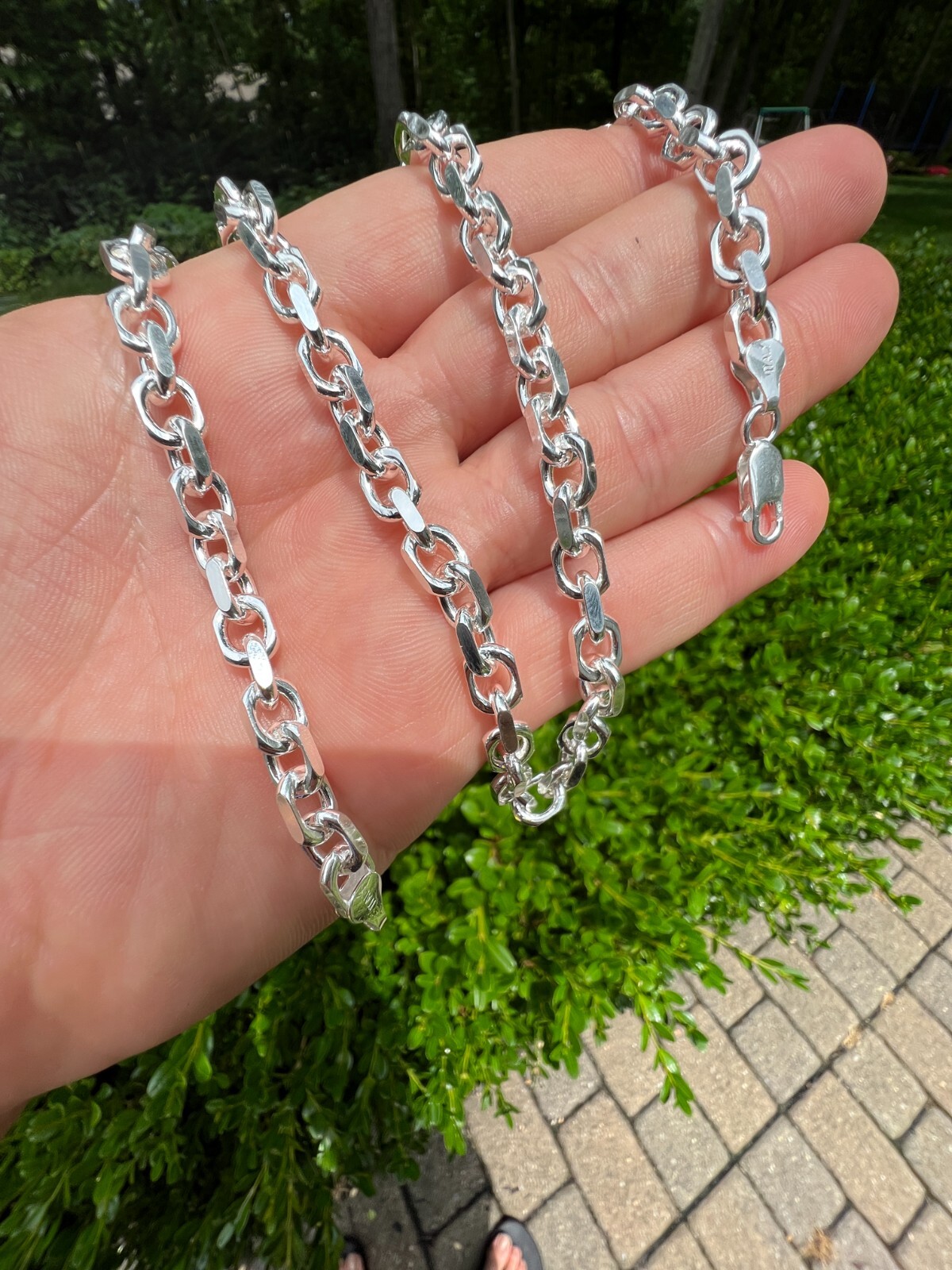 Real 925 Sterling Silver Anchor Cable Chain / Bracelet Rolo Necklace 4-8mm Italy