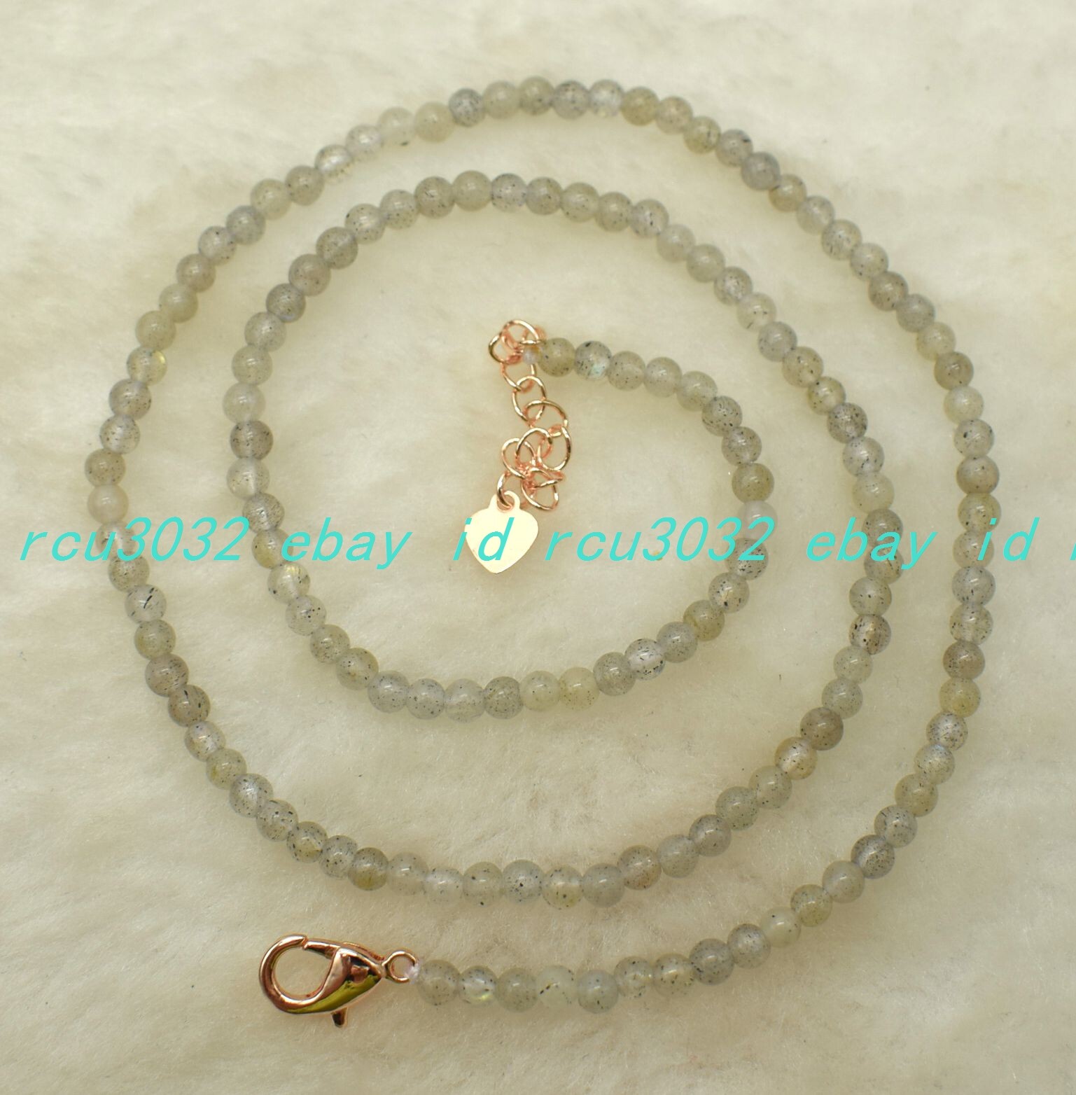 Elegant Charming 3mm Gray Labradorite Round Beads Gemstone Necklace 16-36 In
