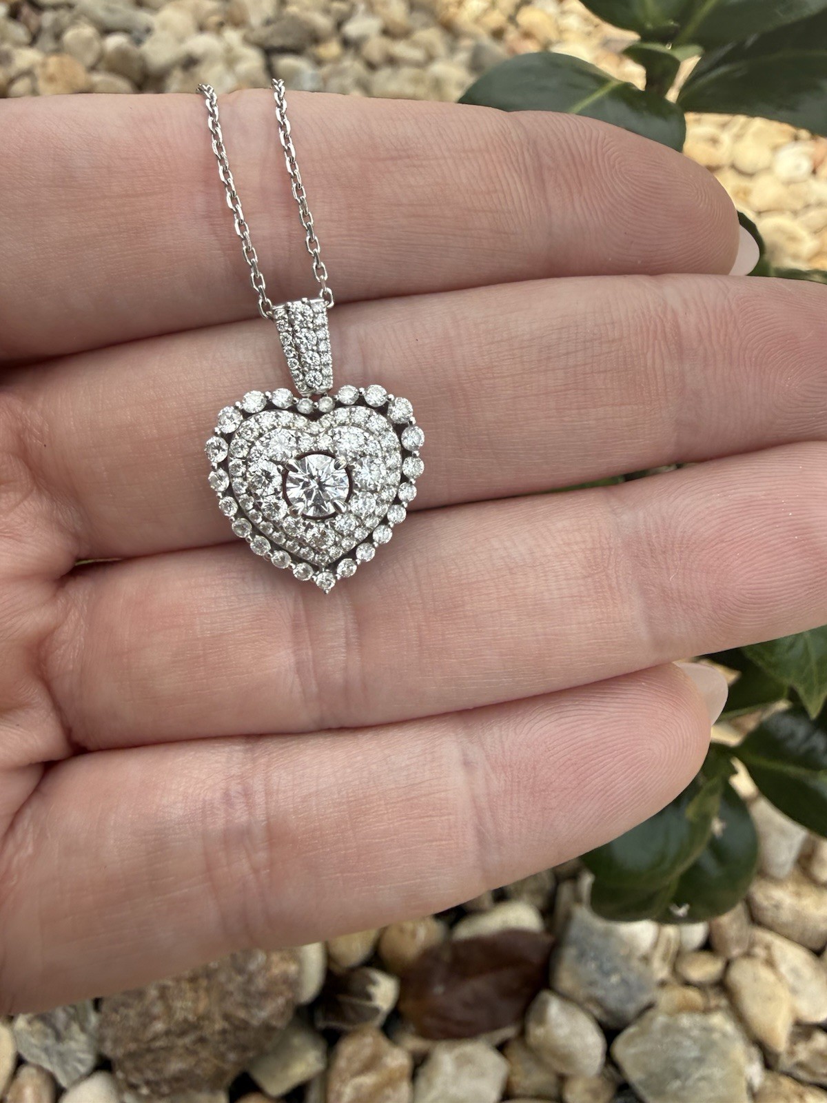 18kt Triple Halo Natural Diamond Necklace