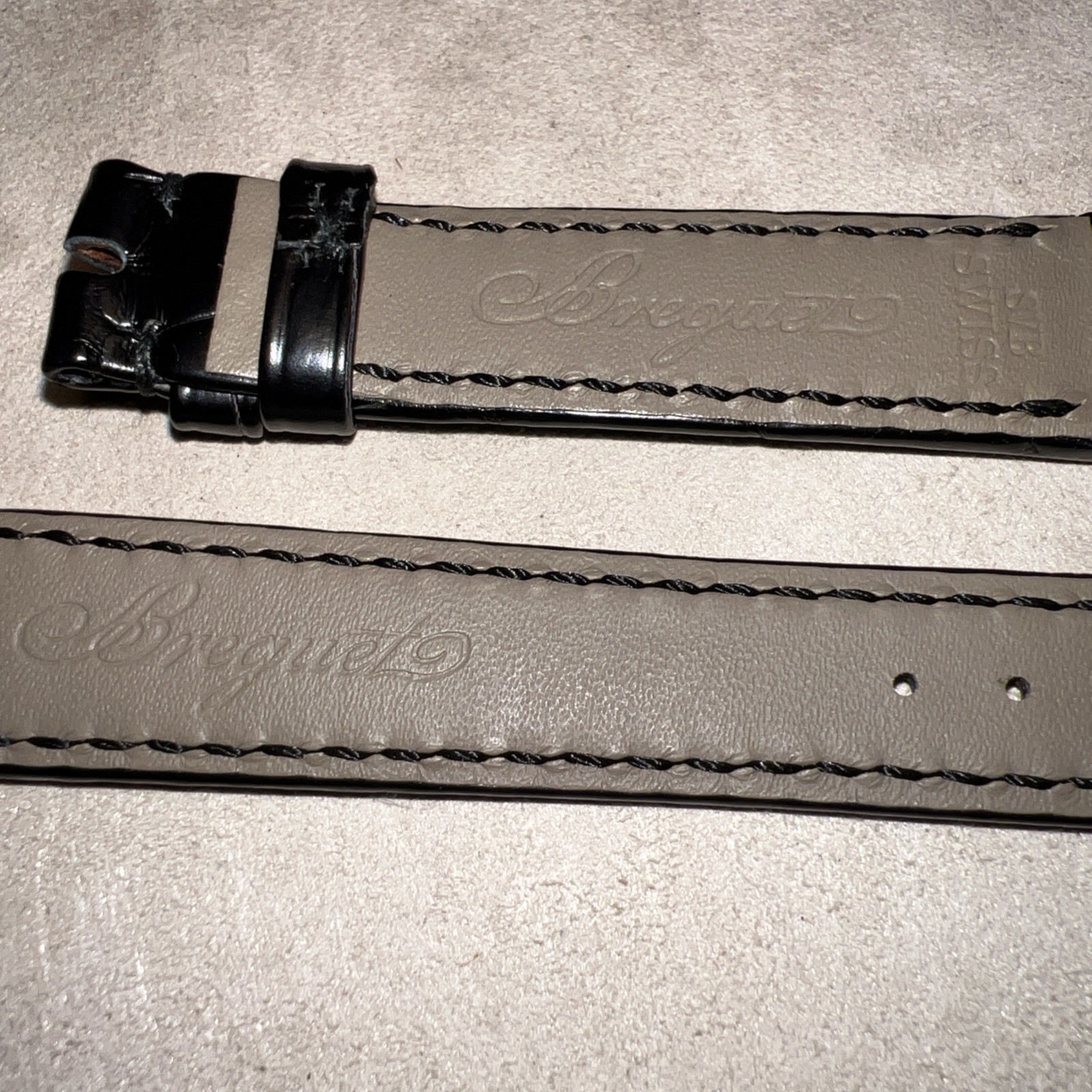 Genuine Breguet Alligator Leather Watch Strap Black Swiss Made 16x14mm 115/65mm