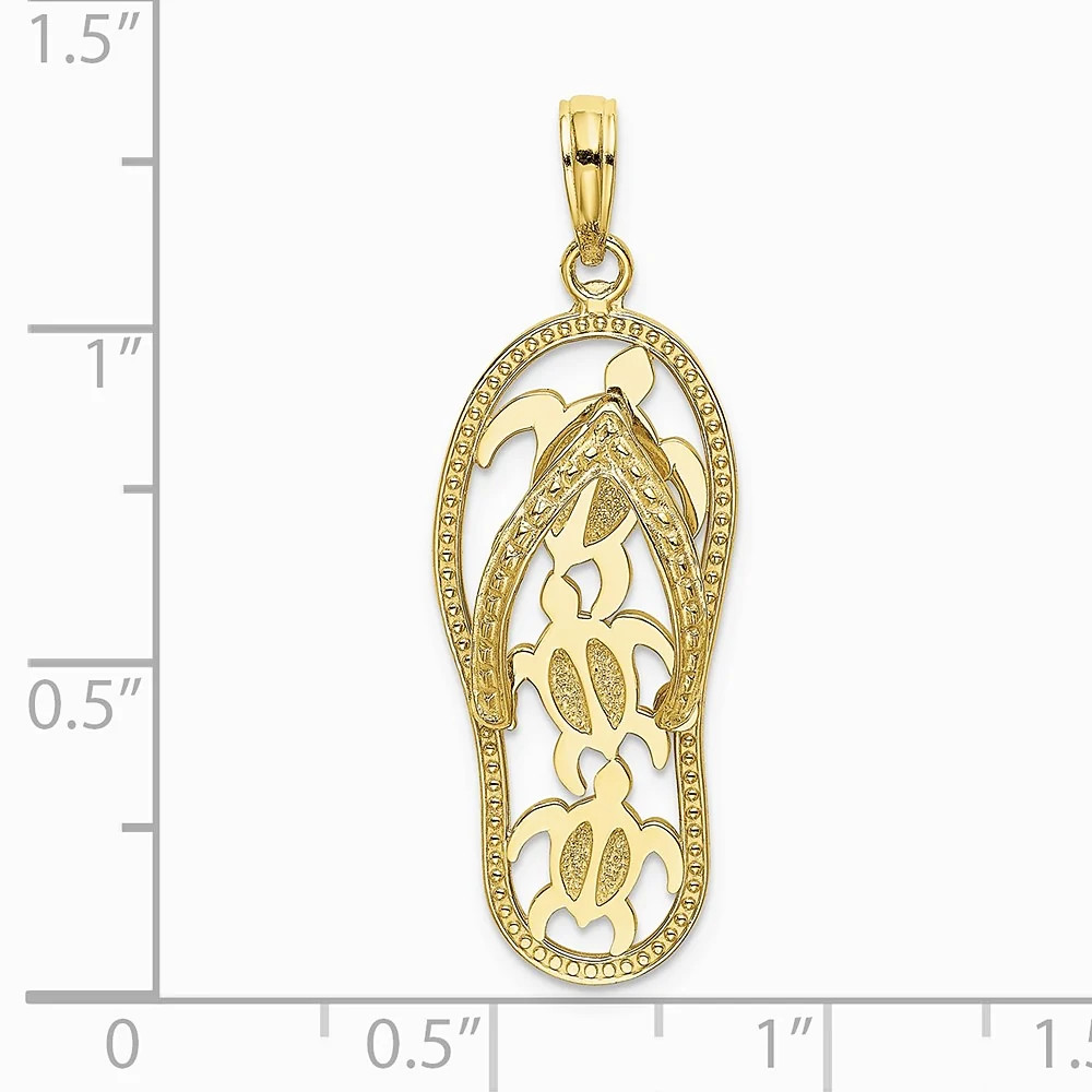 10K / 14K Yellow Gold Triple Turtle Flip-Flop Charm