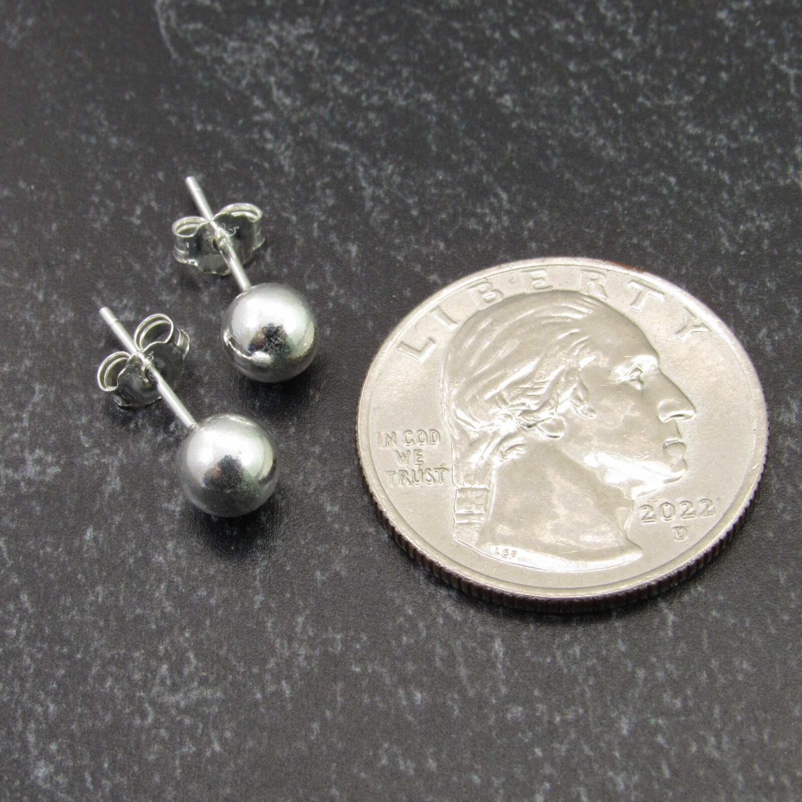 Solid 925 Sterling Silver Round Ball Stud Earrings with Butterfly Pushback Clasp