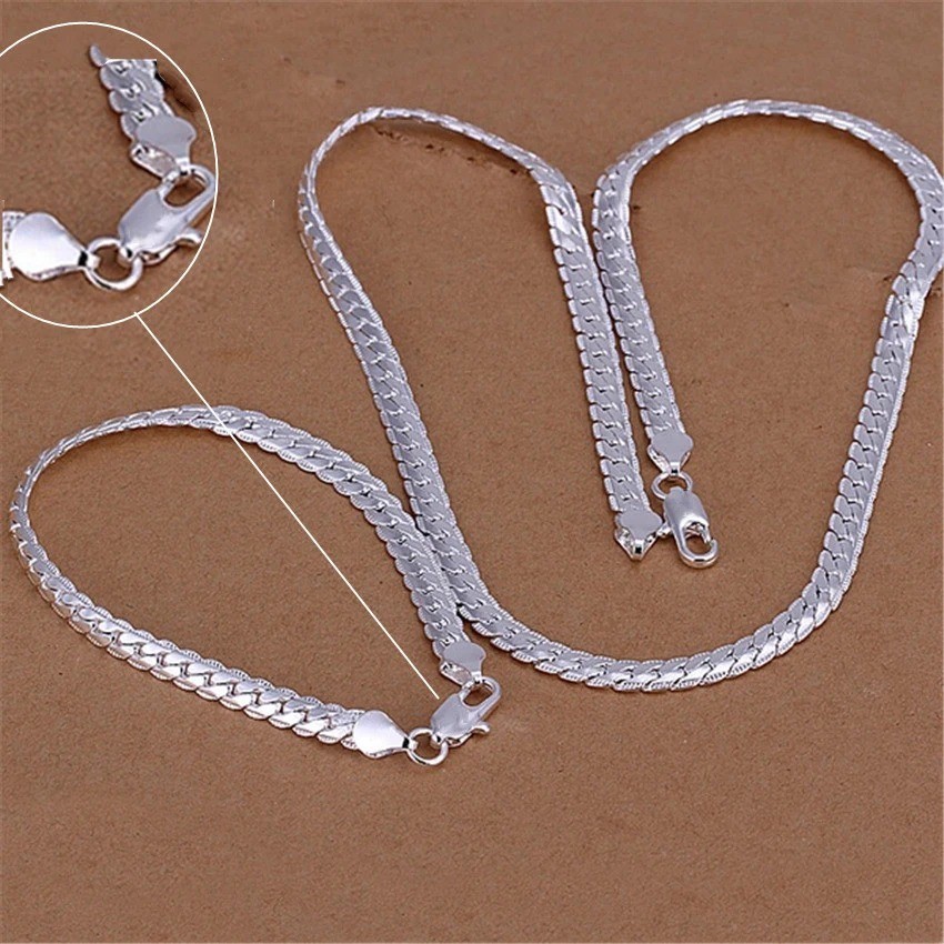 925 Sterling Solid Silver Chain Necklace Jewelry for Women Men Fashion Gift