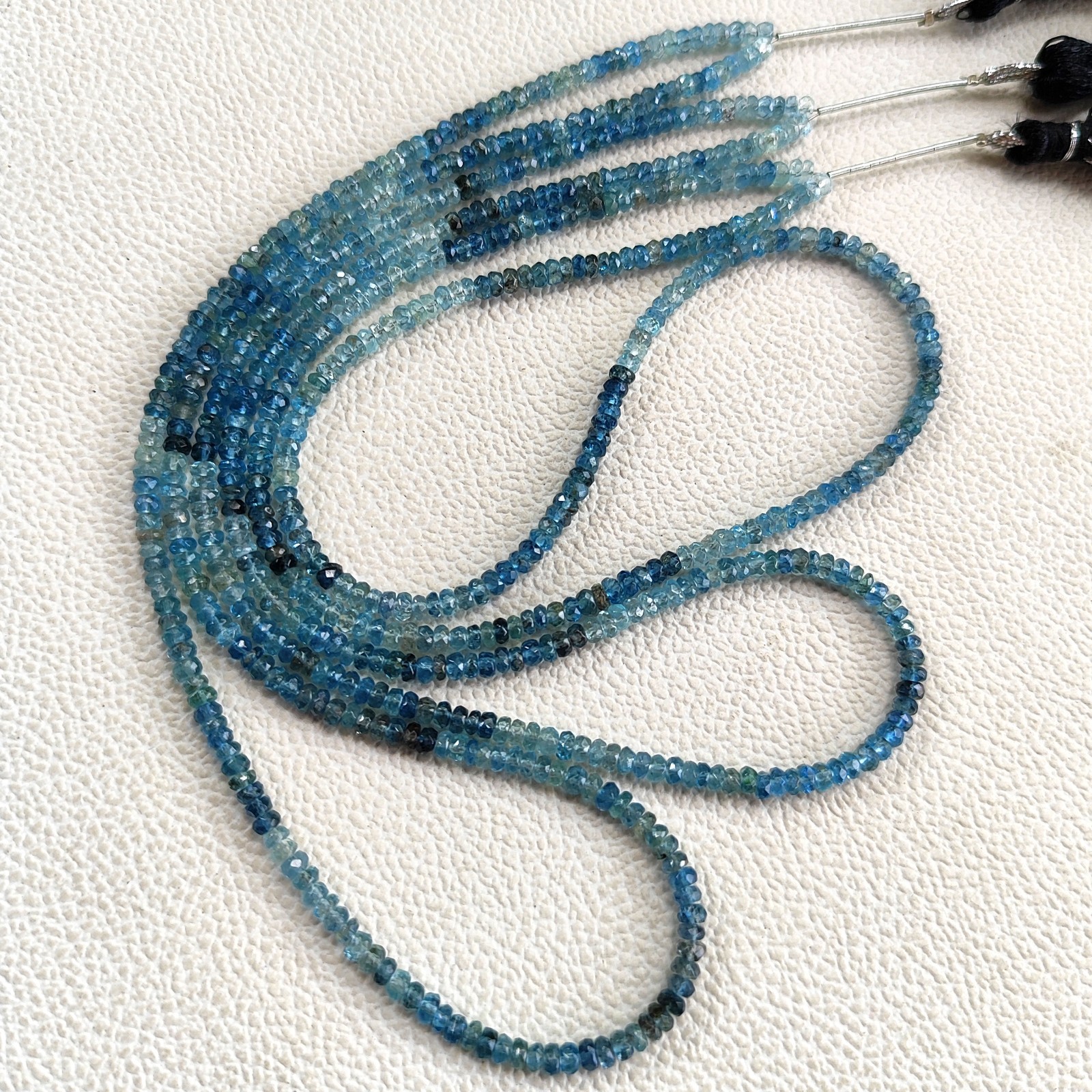 Natural Aquamarine Gems 3.5mm Faceted Rondelle Beads Strand 16″
