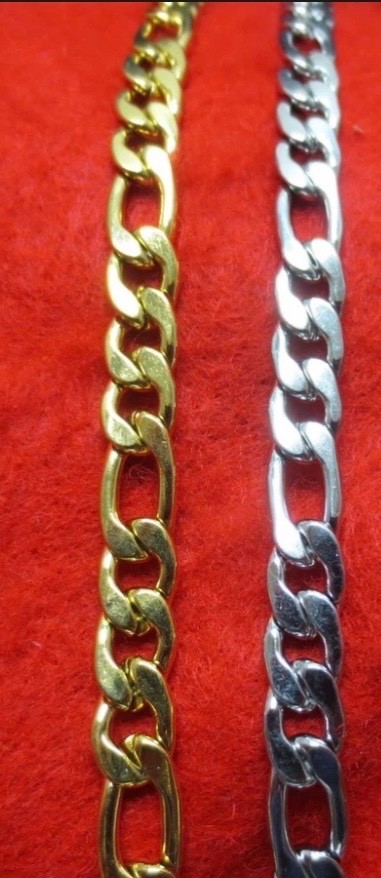 FIGARO ROPE CHAIN NECKLACES STAINLESS STEEL GOLD/SILVER PLATED 36inches 7MM