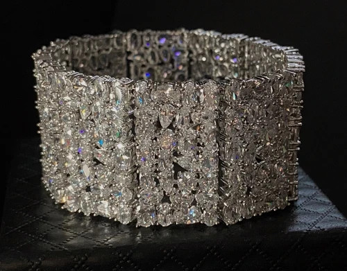 106 CTW Simulated Diamond Bracelet 18k White Gold Plated Elegant Wedding Jewelry