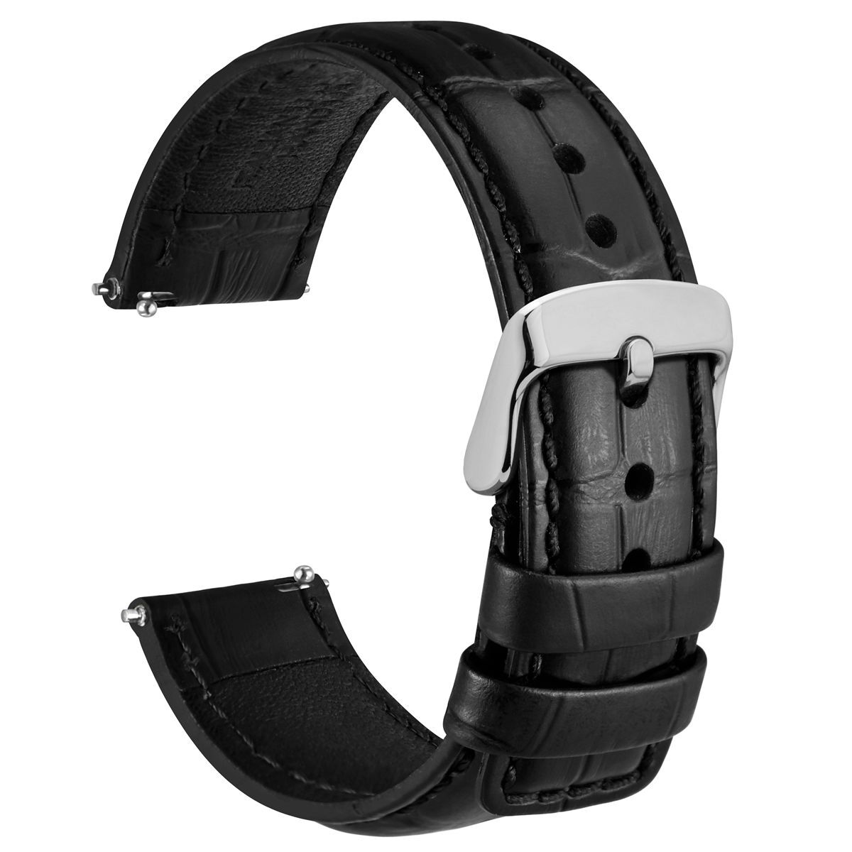 WOCCI Alligator Grain Calfskin Leather Watch Strap 18mm 20mm 22mm 24mm for Men
