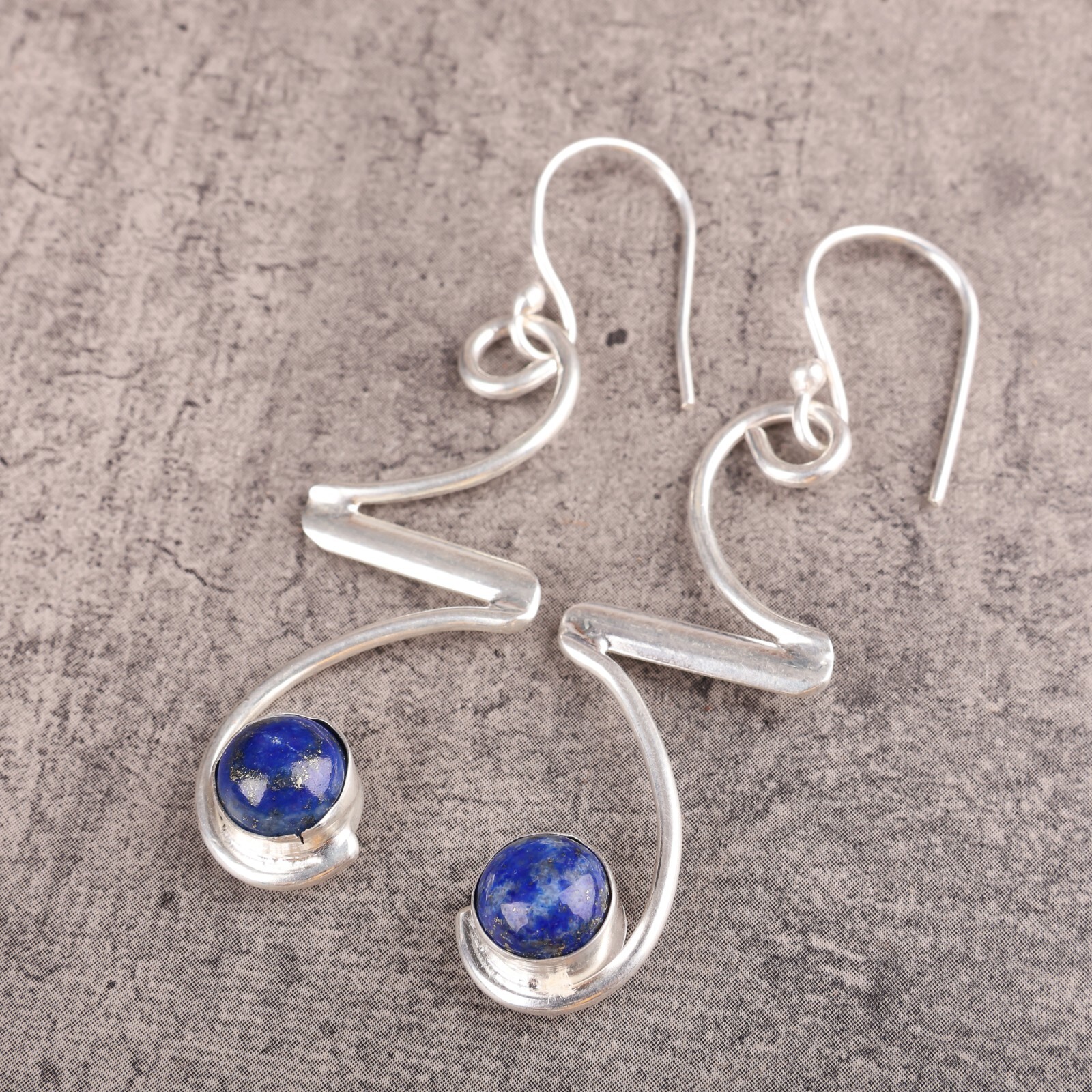 Natural Lapis Lazuli Gemstone Drop/Dangle Earrings 925 Sterling Silver Jewelry
