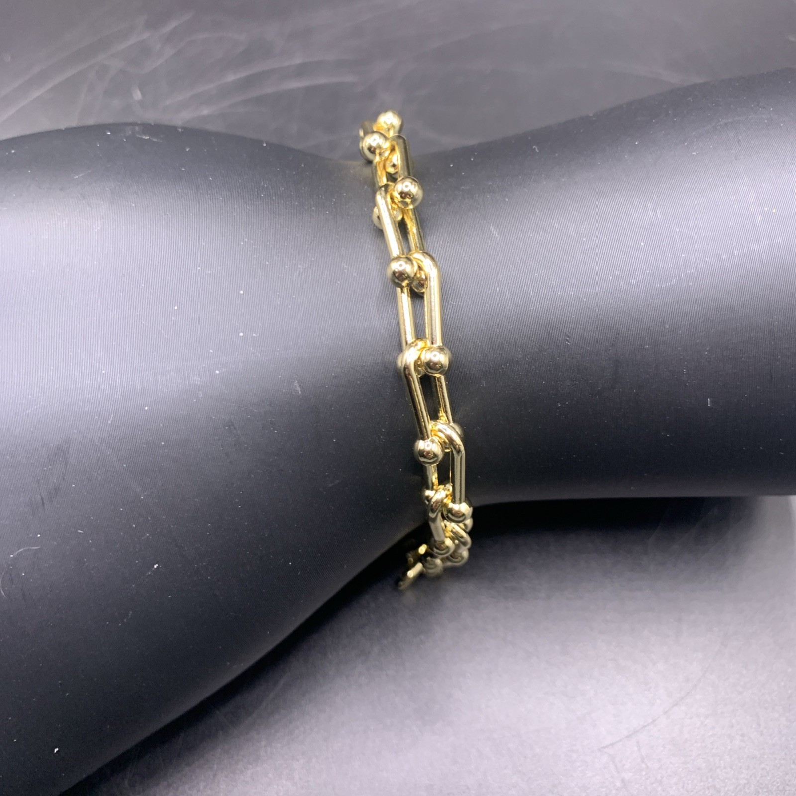 18k Yellow Gold Filled U Link Bracelet 7-8”