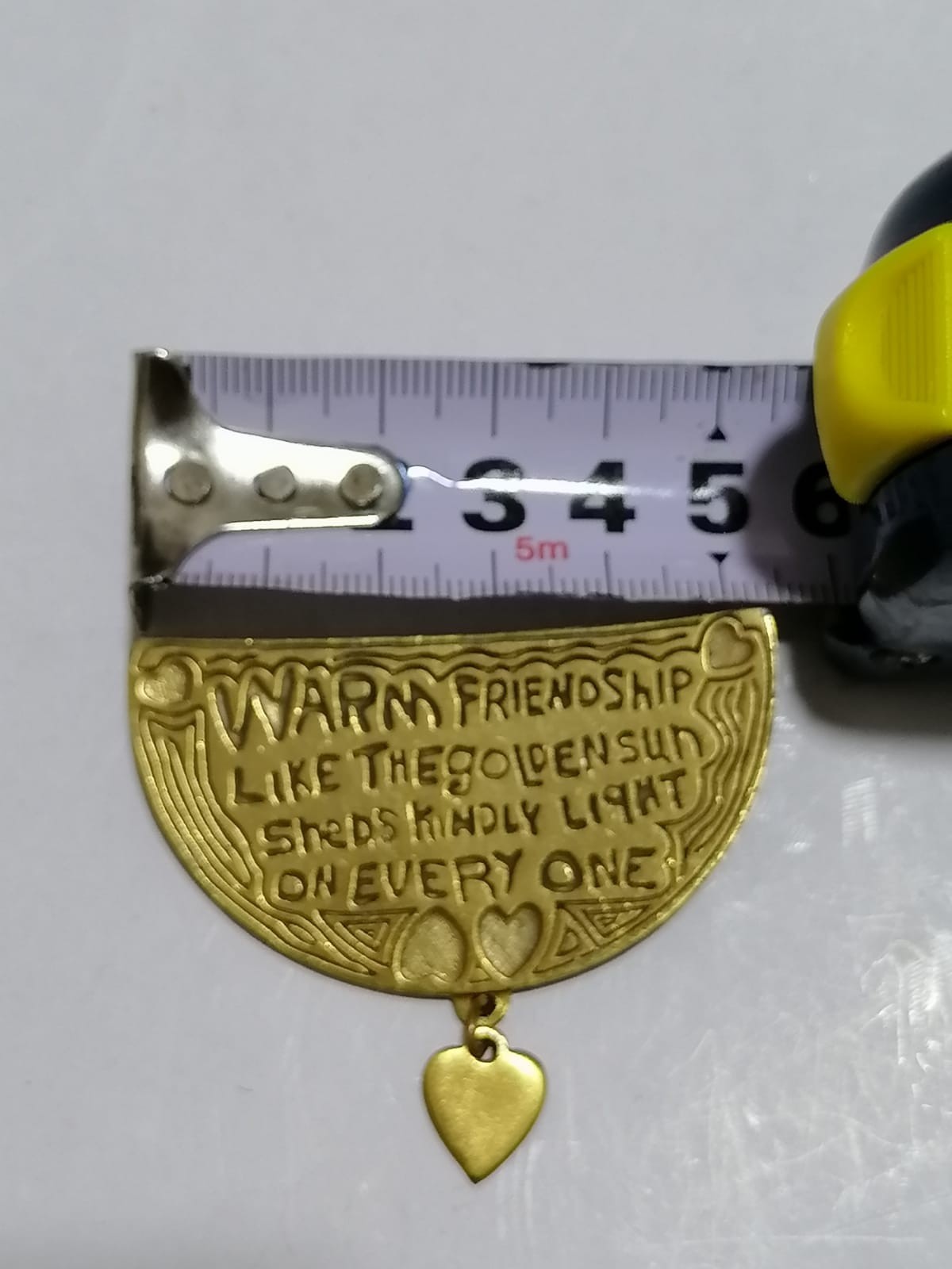 Vintage Danforth Pewter Brooch Pin “Warm Friendship” with Heart Charm