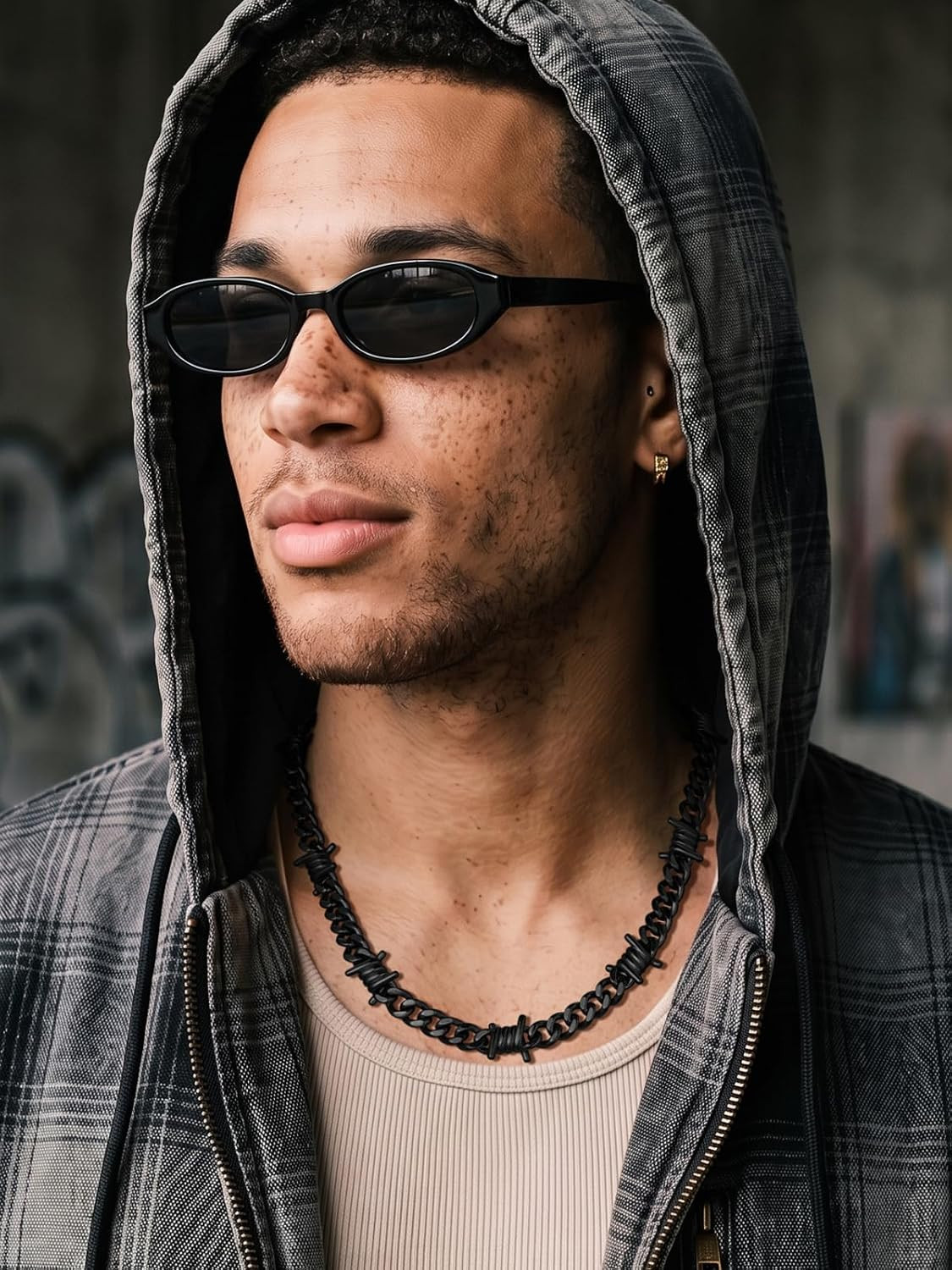 Barbed Wire Necklace Punk Thorns Chain Necklace for Men Women, 5/6/7/9/12MM Wide