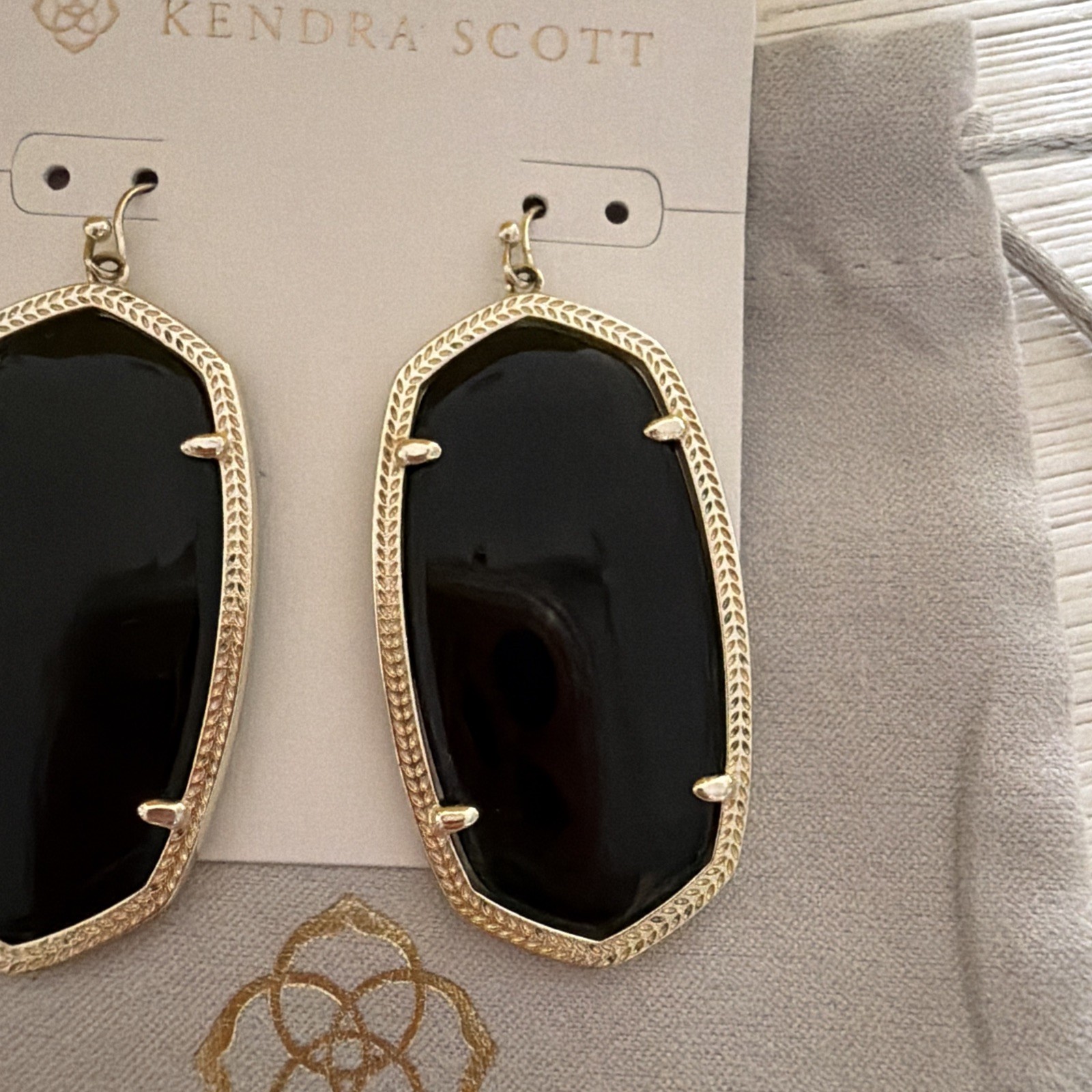 Kendra Scott Danielle Drop Dangle Earrings Black/Gold w dust&gift bag