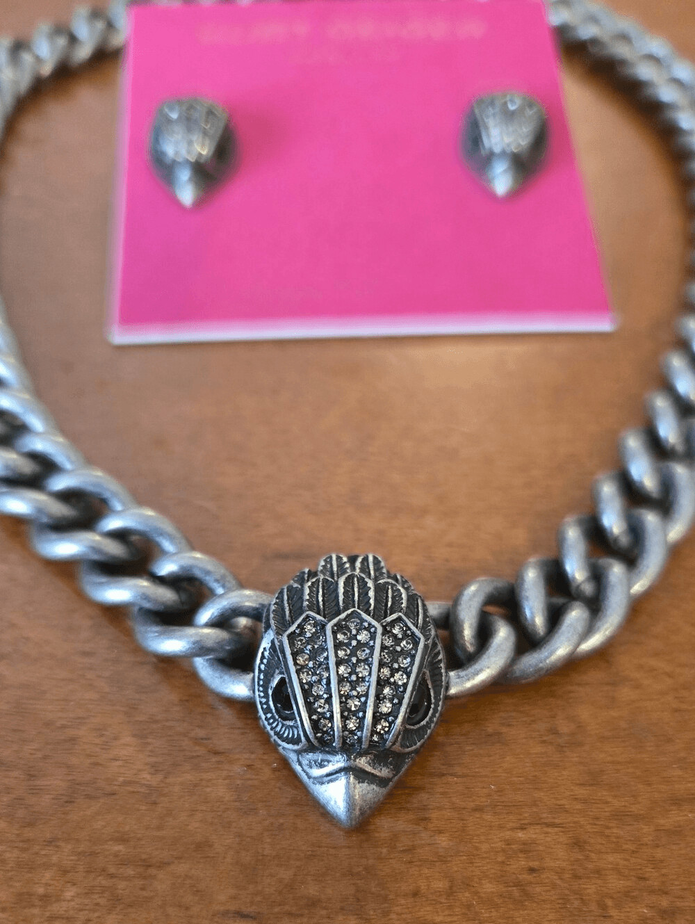 NEW Kurt Geiger Eagle Head Chain Necklace & Earring Set