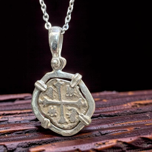 Atocha Silver Coin Pendant Sterling Silver w Chain Shipwreck With Certificate