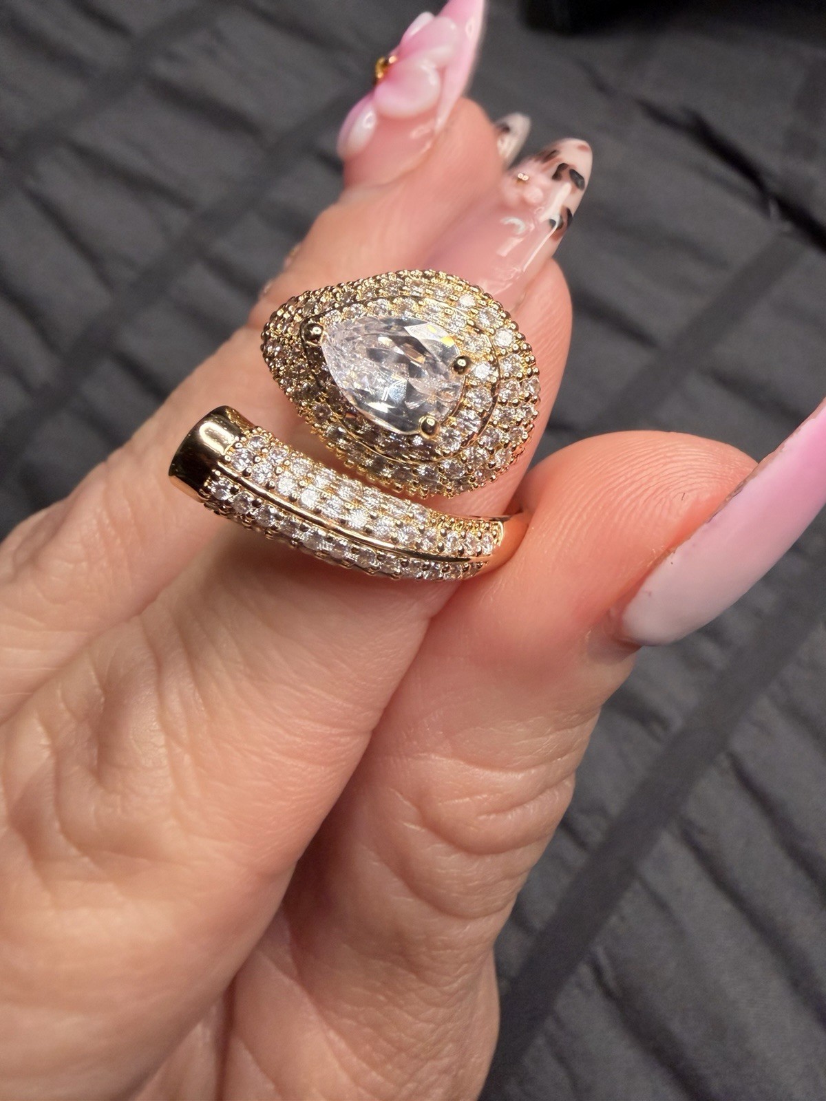 18K Gold Filled Snake Wrap Ring | AAA CZ Size 7 (adjustable)