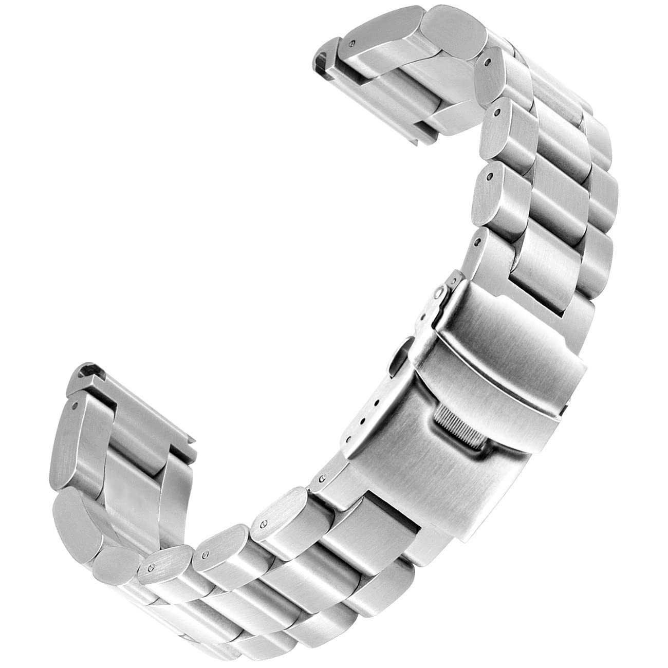 Solid Stainless Steel Watch Band 20 22 24 26mm Brushed Strap Double Lock Clasp
