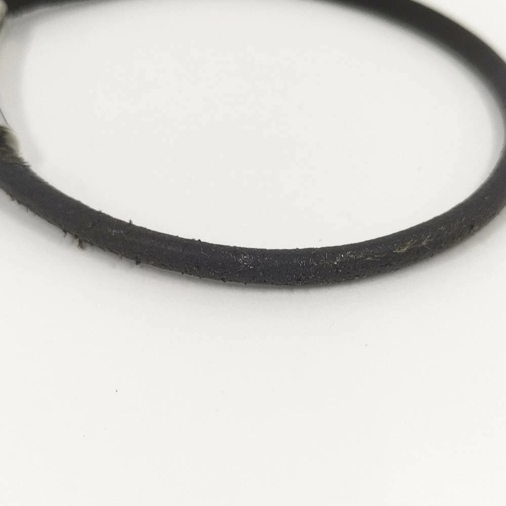 HERMES Viviride Bracelet Silver Leather Chain Heart Used 18cm