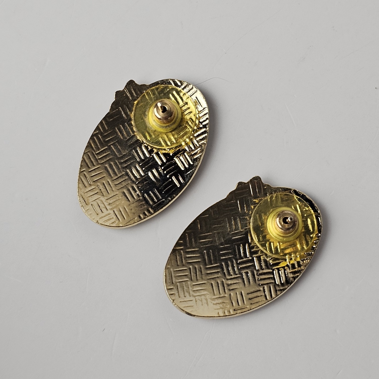 Vintage Cloisonne Enamel Lily Flowers Earrings Gold Tone Stud