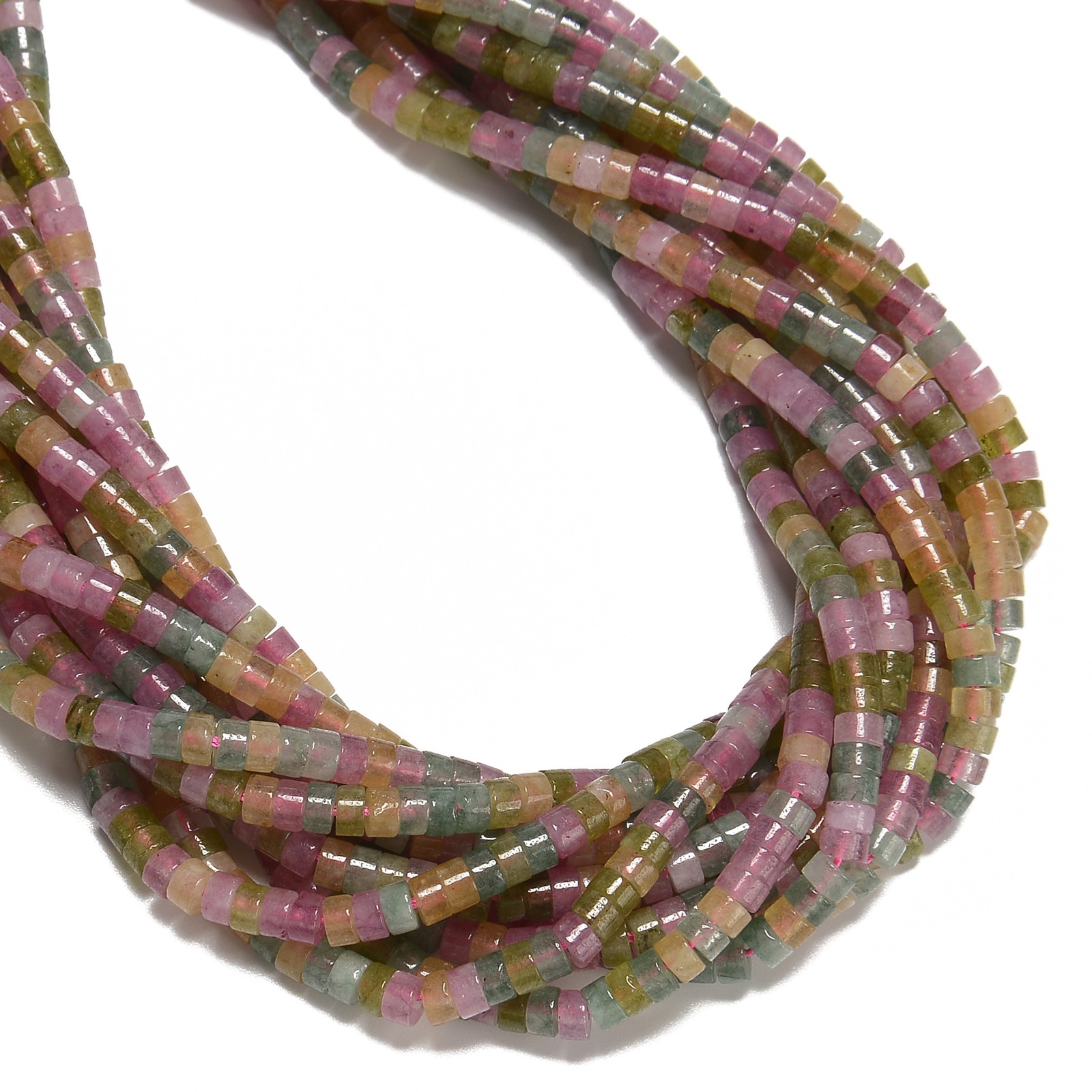 Multi-color Tourmaline Color Dyed Jade Heishi Disc Beads 2.5x4mm 15.5” Strand
