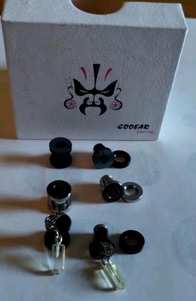 3 Pair of 2PCS Surgical Steel Screw Fit Flesh Tunnels Ear Plugs Gauges 2 g / 6mm