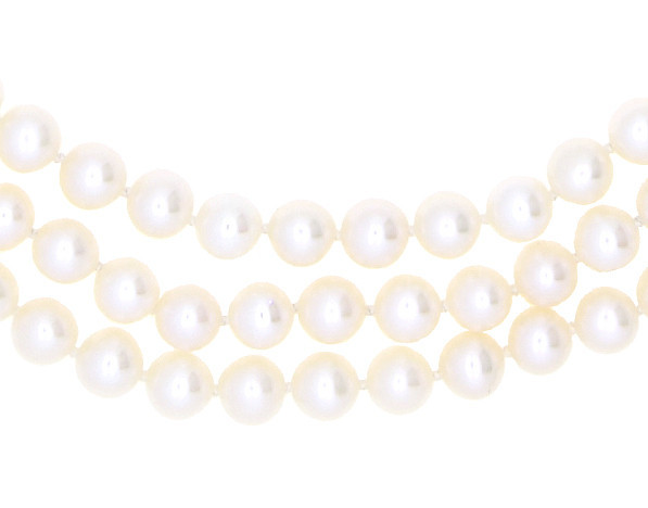 STERLING SILVER TRIPLE STRAND 6-6.5 mm CULTURED FRESH WATER PEARL NECKLACE