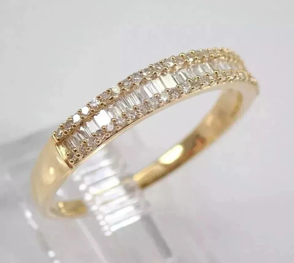 2Ct Baguette Cut Lab-Created Diamond Wedding Band Ring 14k Yellow Gold Plated