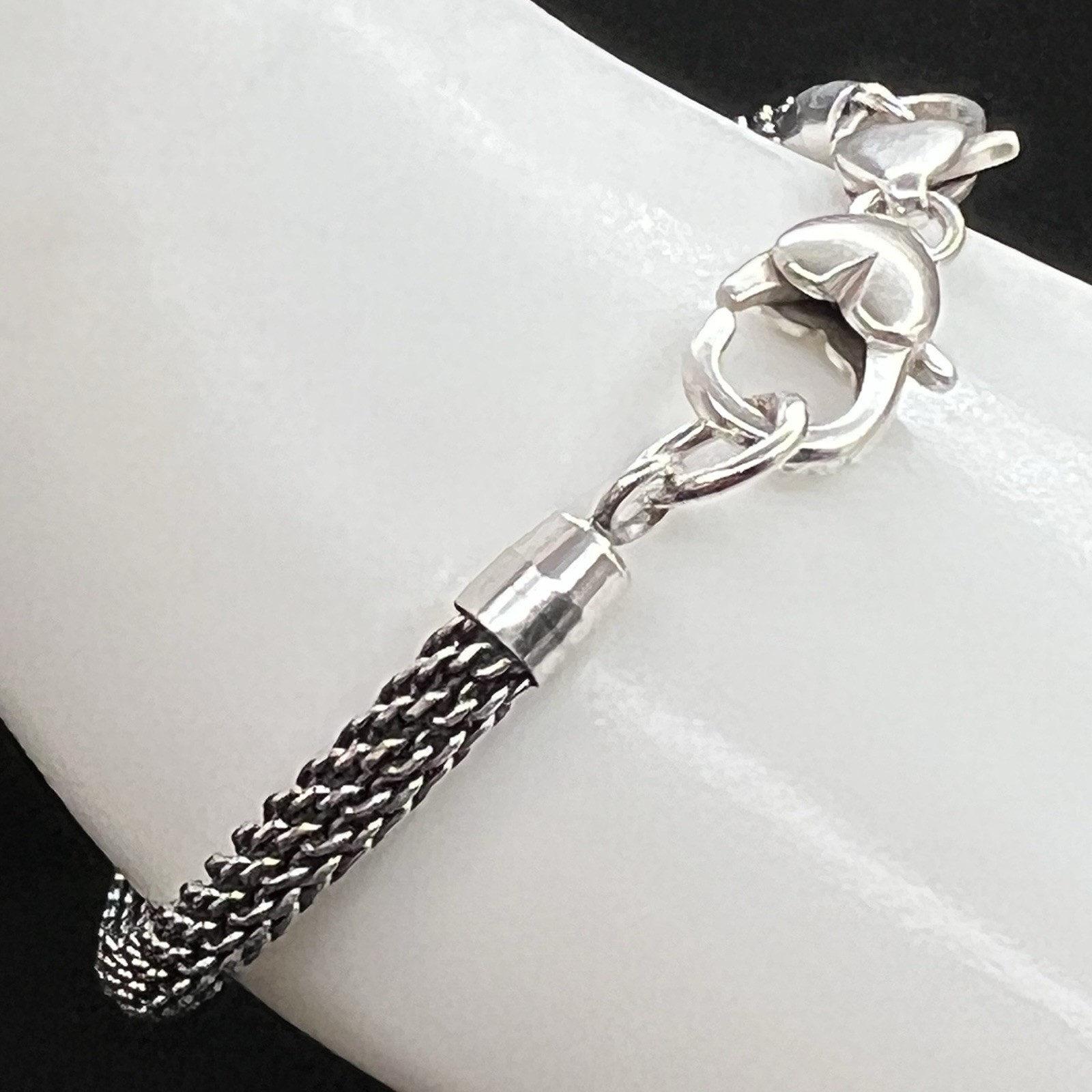 Brighton Beverly Mesh Charm Bracelet Silver Tone Bead Lobster Clasp Stack