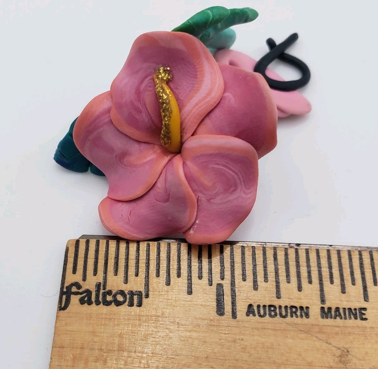 VTG Handcrafted Polymer Clay Pink Flamingo Hibiscus Palm Tree Dangle Earrings