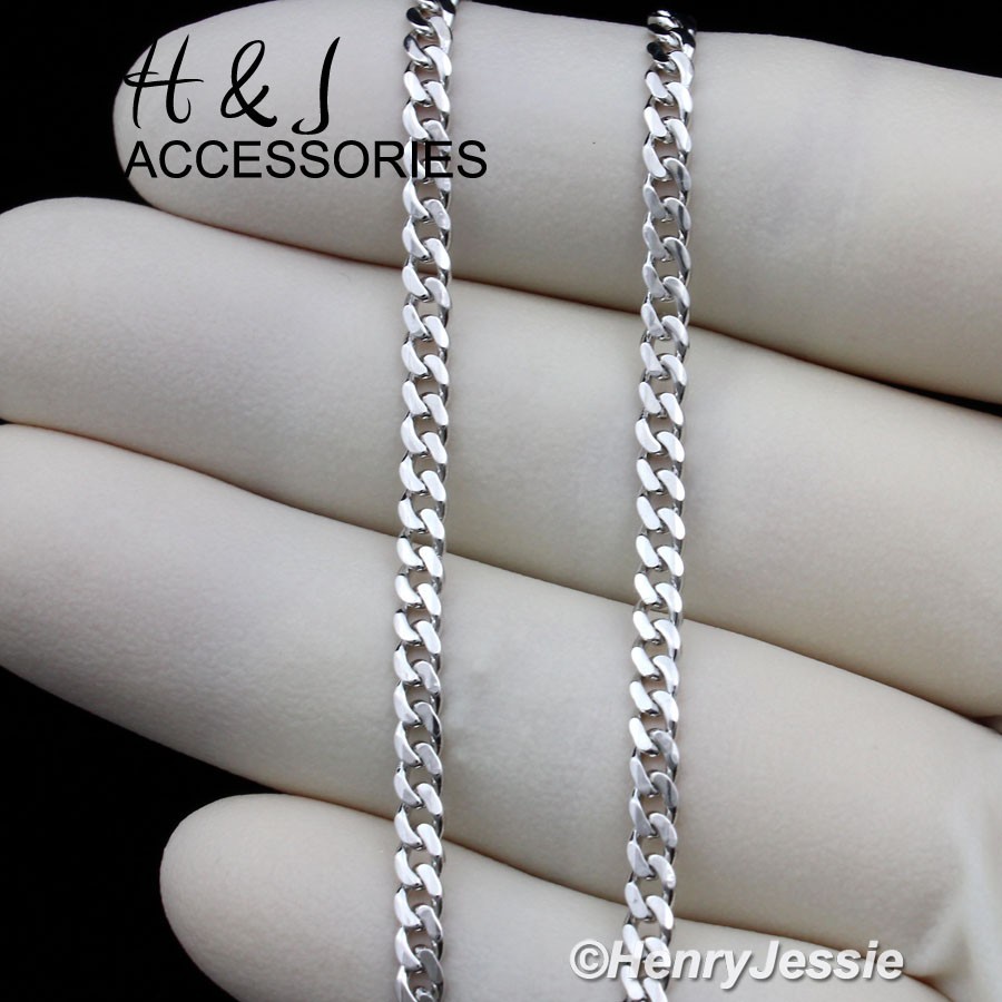 18″20″22“24″MEN SOLID 925 STERLING SILVER 3MM MIAMI CUBAN CURB LINK NECKLACE*N25