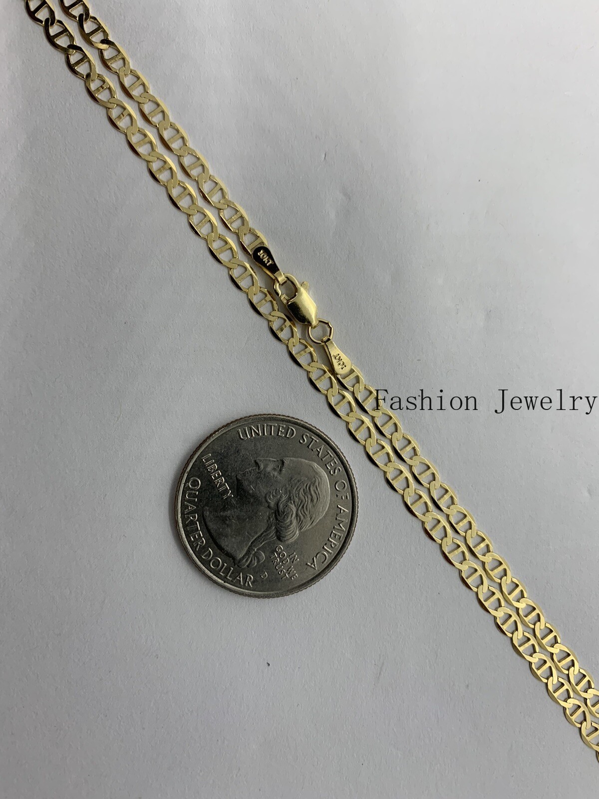 10K Solid Yellow Gold Anchor/Mariner Link Chains Necklace Men’s/Women’s 3.2-6mm