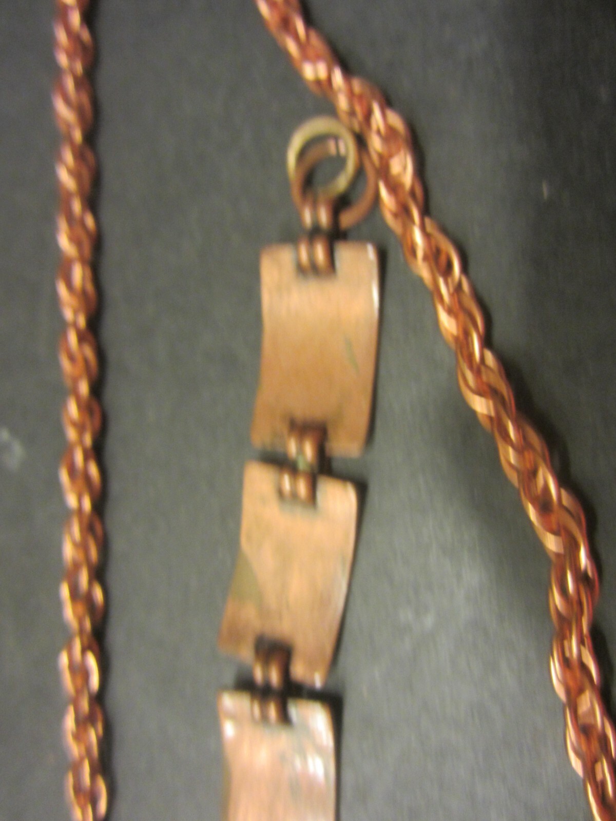 Copper bracelet and clip earrings addon chain no mark