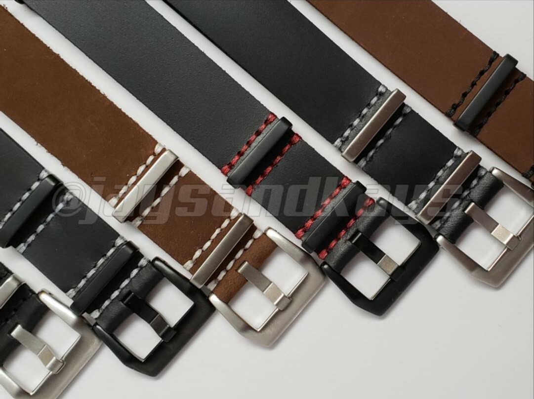 JaysAndKays® 22mm Classic Style Genuine Leather Strap Brown Black Red White PVD