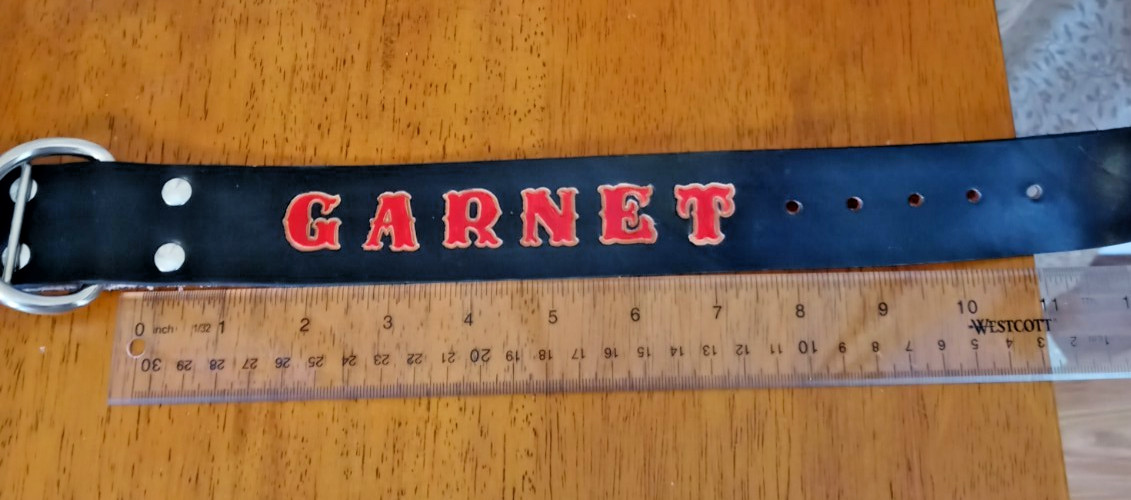 Vintage Black & Red Leather Gothic Thick Wide Garnet Cosplay Choker Collar 11″