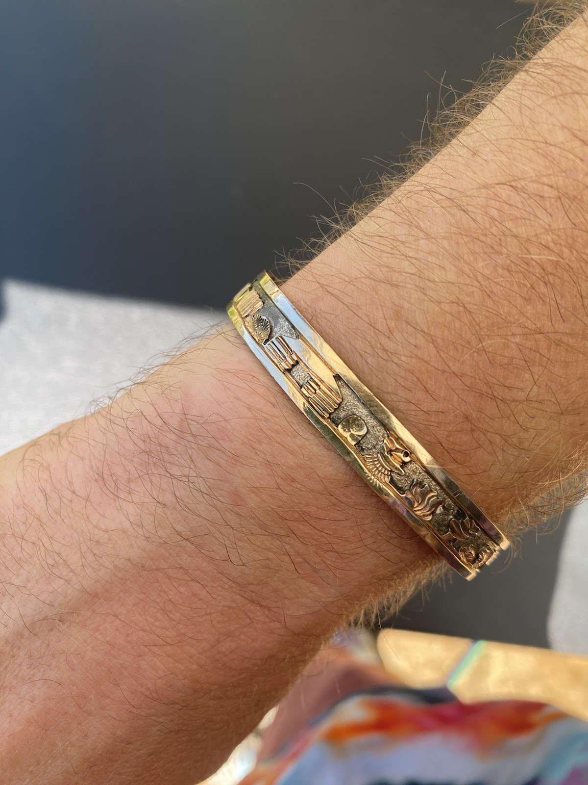 12K Gold Filled Sterling Silver Cuff Becenti Jr BCT Native American Story Teller