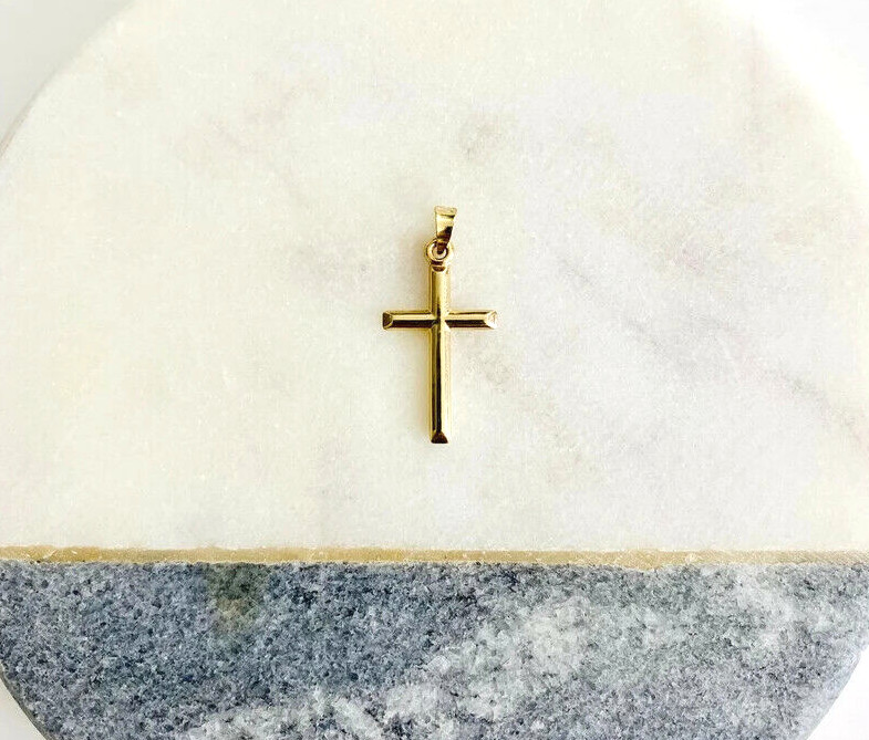 10K Real Gold Cross Pendant, 19mm/0.74 Inches Small 10k Gold Cross Charm- C1344