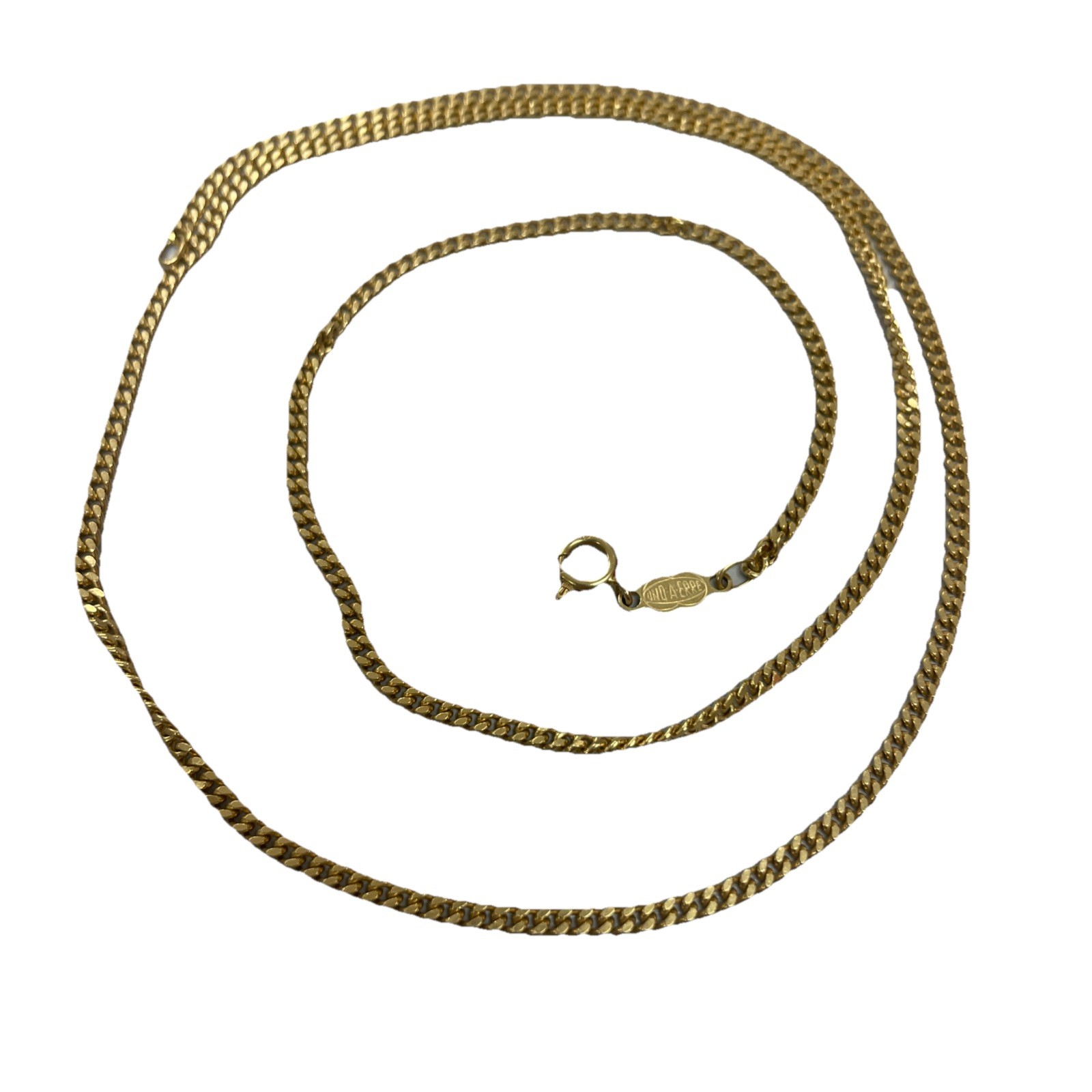 UnoAErre Solid 18K Yellow Gold 23.5″ Long 1.4mm Polished Box Link Chain Necklace