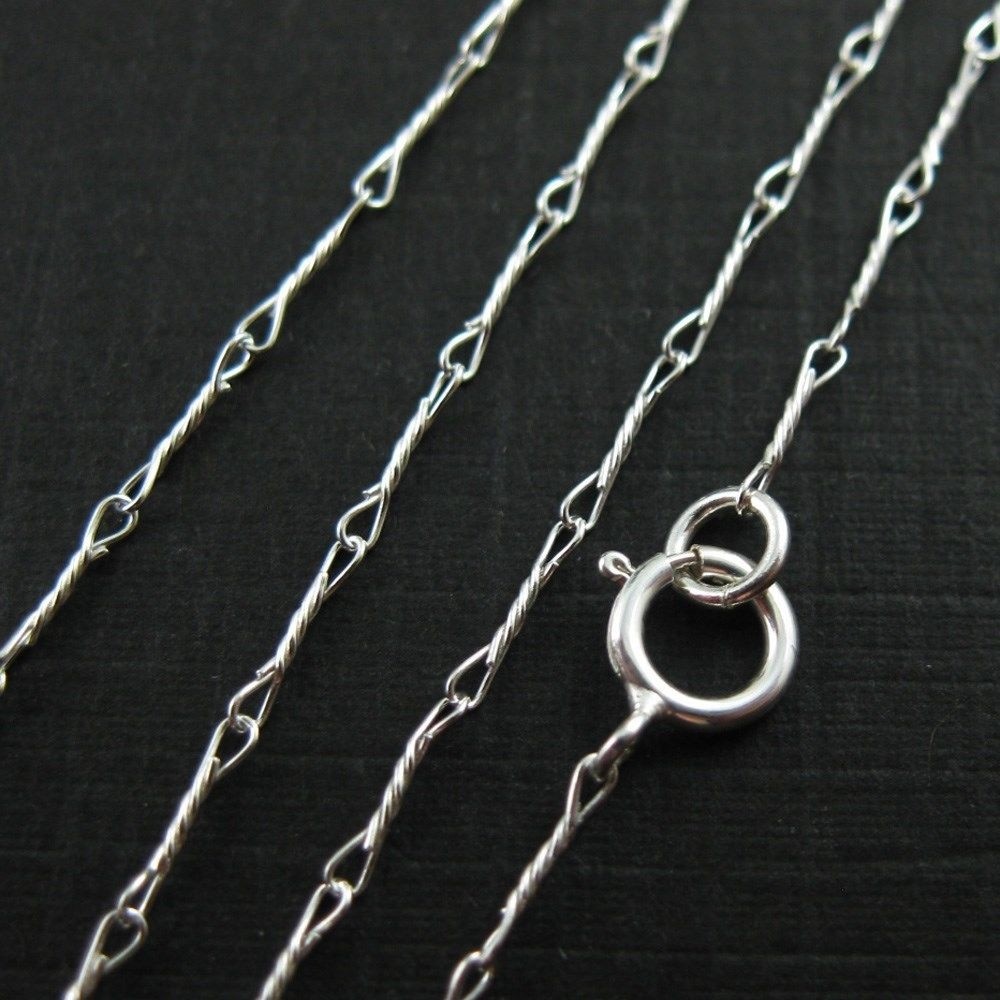 Sterling Silver Necklace- Fancy Twisted Silver Chain Necklace-All Sizes(16″-36″)
