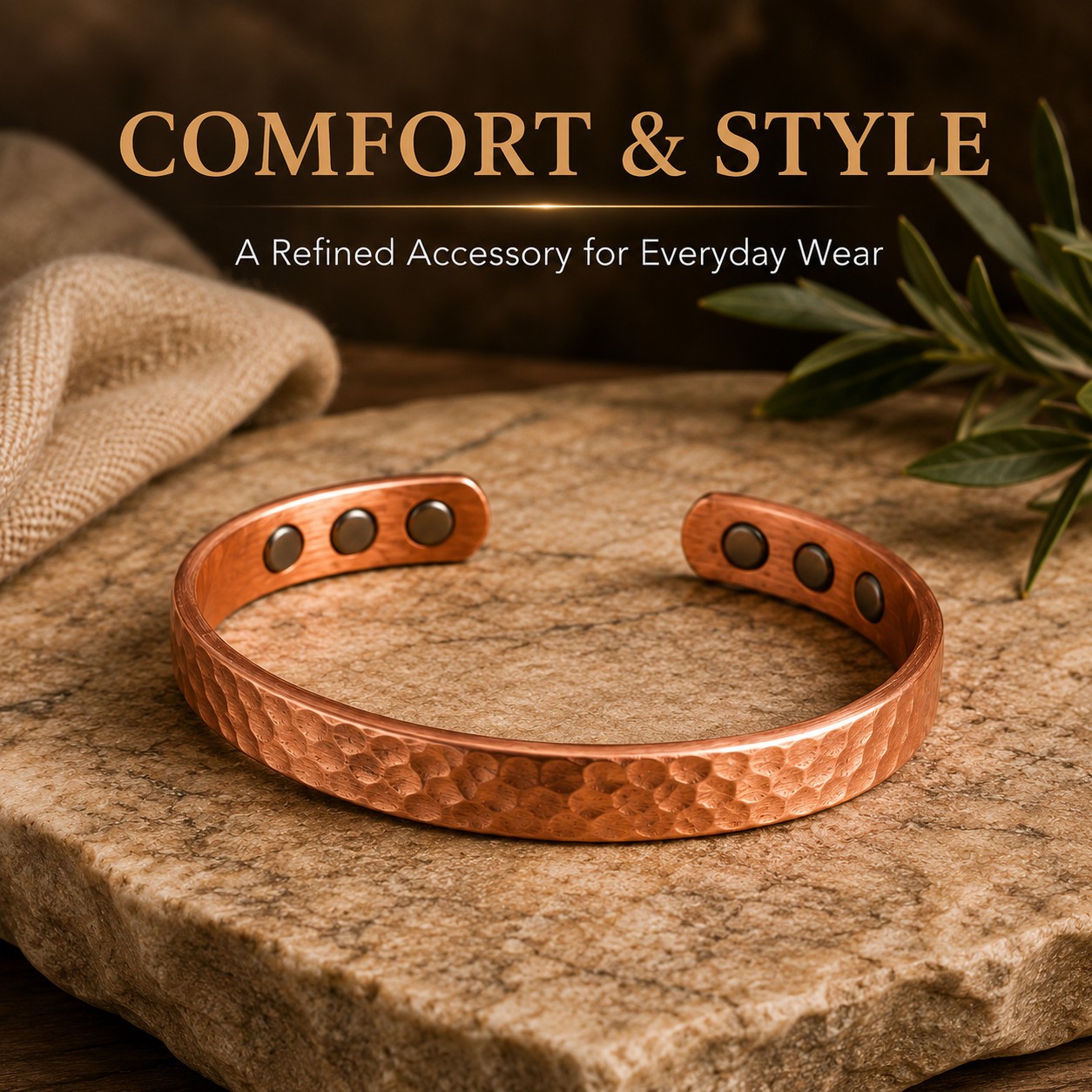 Magnetic Copper Bracelet Pure Solid Copper 6 Magnets Adjustable Cuff Women Men