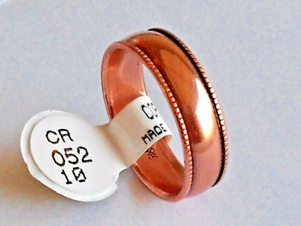 NEW Solid Copper Fluted edge Band Ring sizes 6 thru 13 Pain Relief Folk Lore
