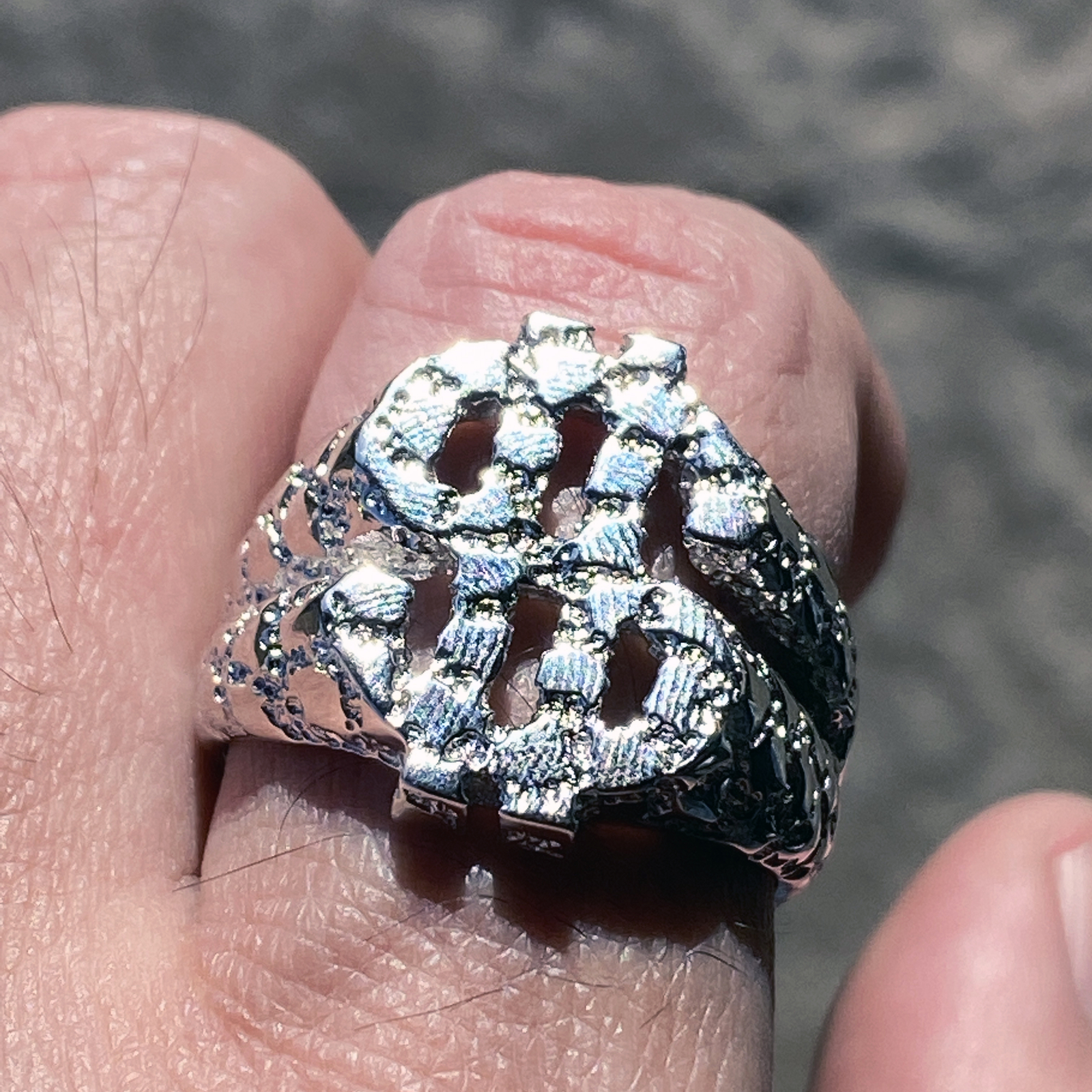 Mens Solid 925 Sterling Silver $ Dollar Sign Symbol Plain Nugget Ring Pinky 7-13