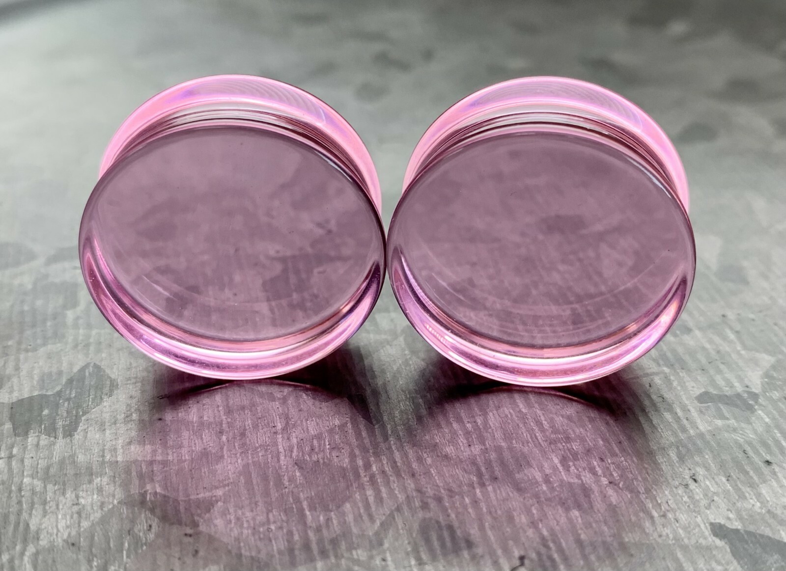 PAIR Flat Glass Double Flare Plugs Gauges Earlets Body Jewelry