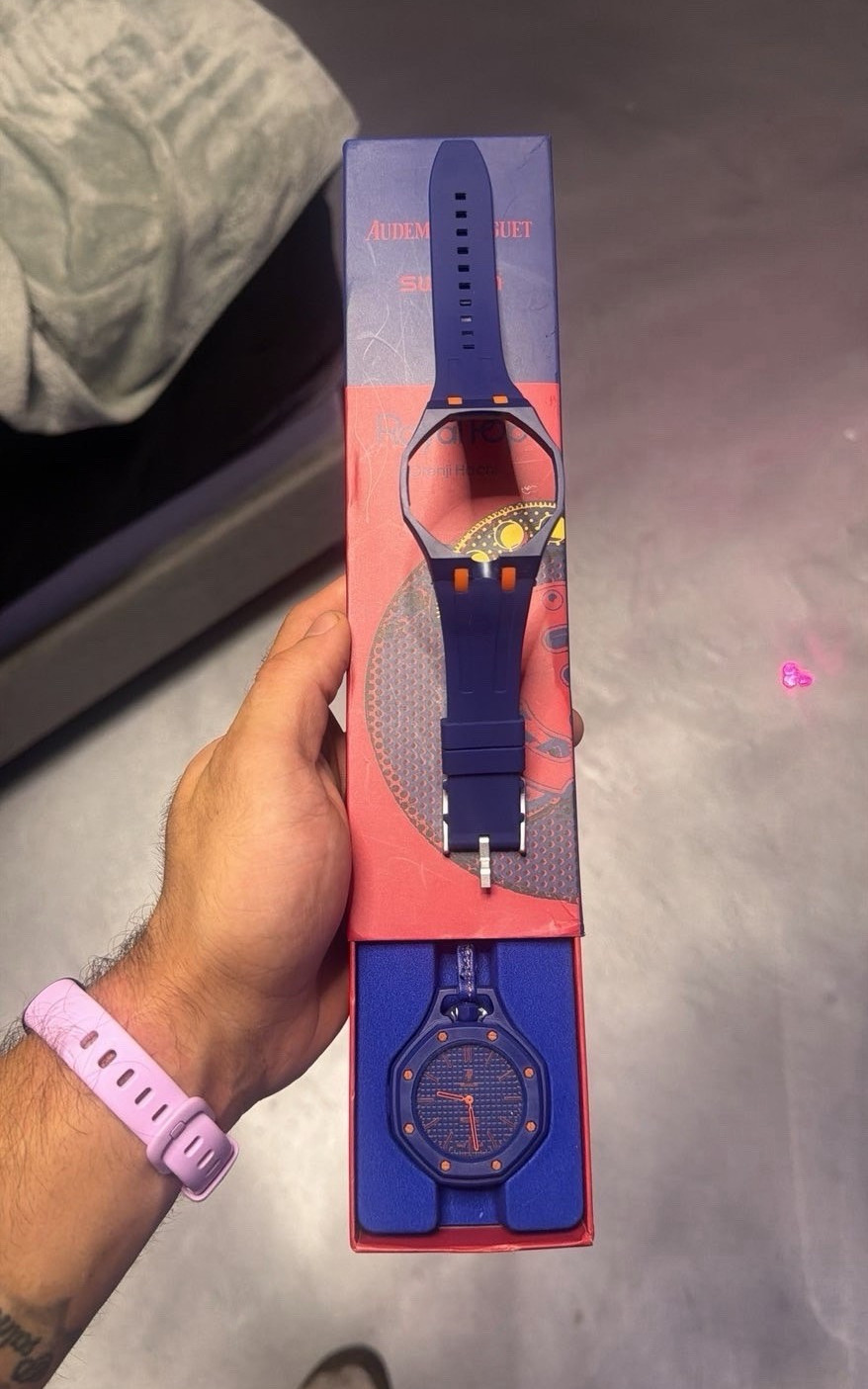 Audemars Piguet x Swatch Quartz Analog 42mm Blue Rubber Strap 30m w/ Box