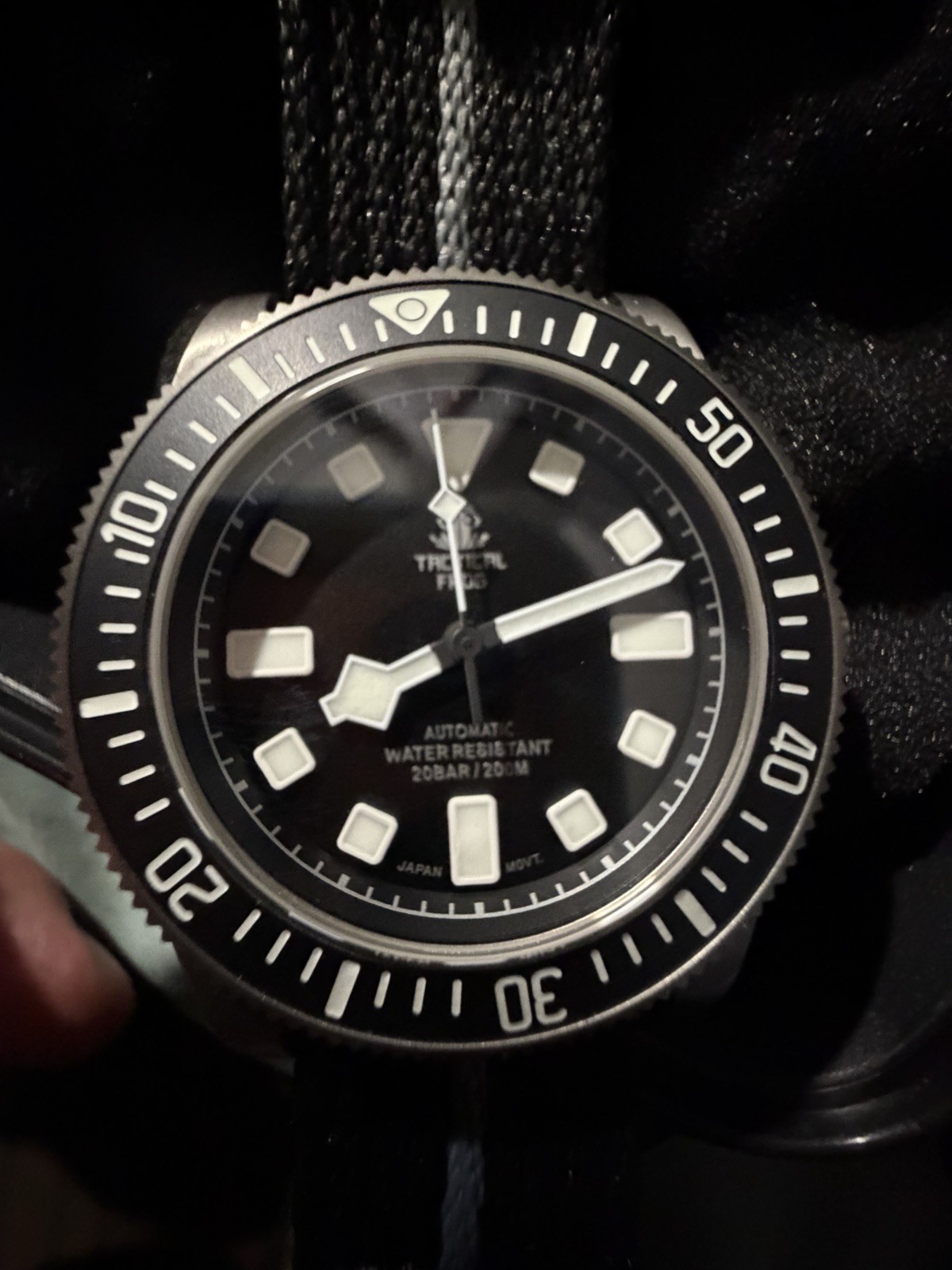 Tactical Frog Titanium NH35A Mechanical Watch Black Bezel Black Dial Fixed Lugs