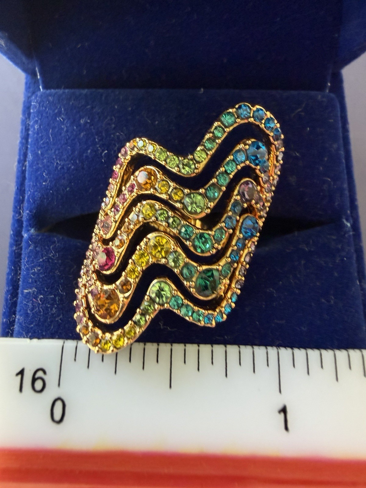Kurt Geiger Rainbow Wave Cocktail Ring Size 7