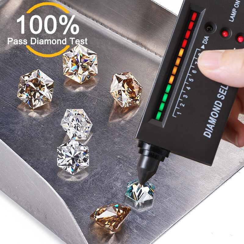 Multicolor Moissanite Excellent Cut Hexagon VVS1 Loose Gemstone GRA Certificated