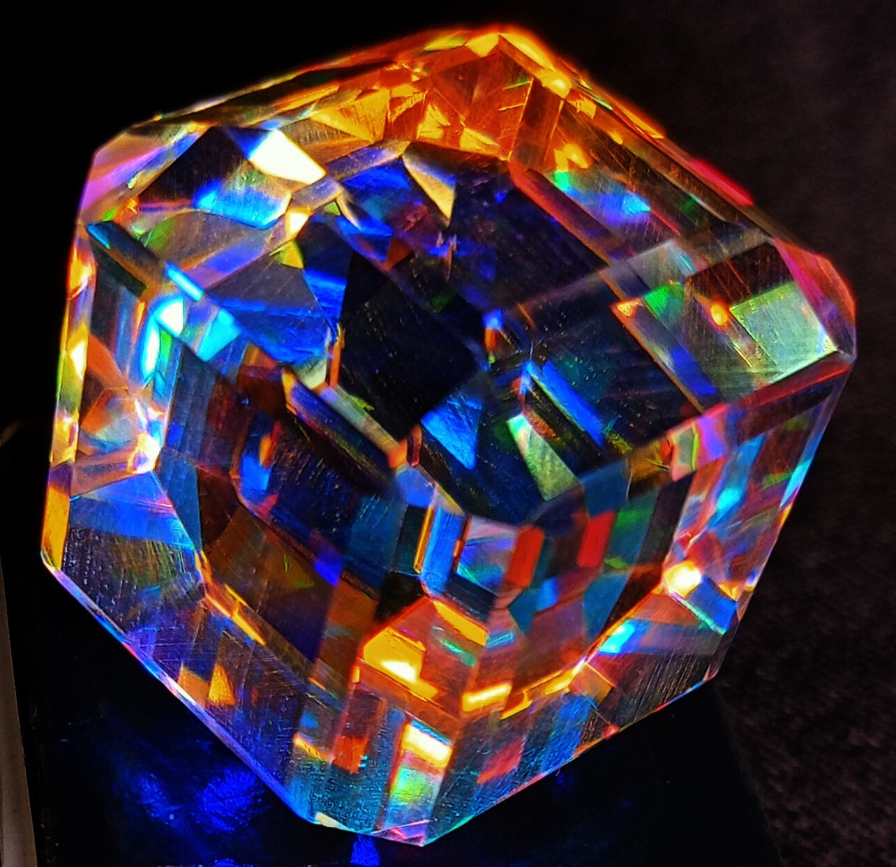 Superb Natural Mystic Topaz Rainbow Color Cube Cut Certified 105+ Ct Gemstone