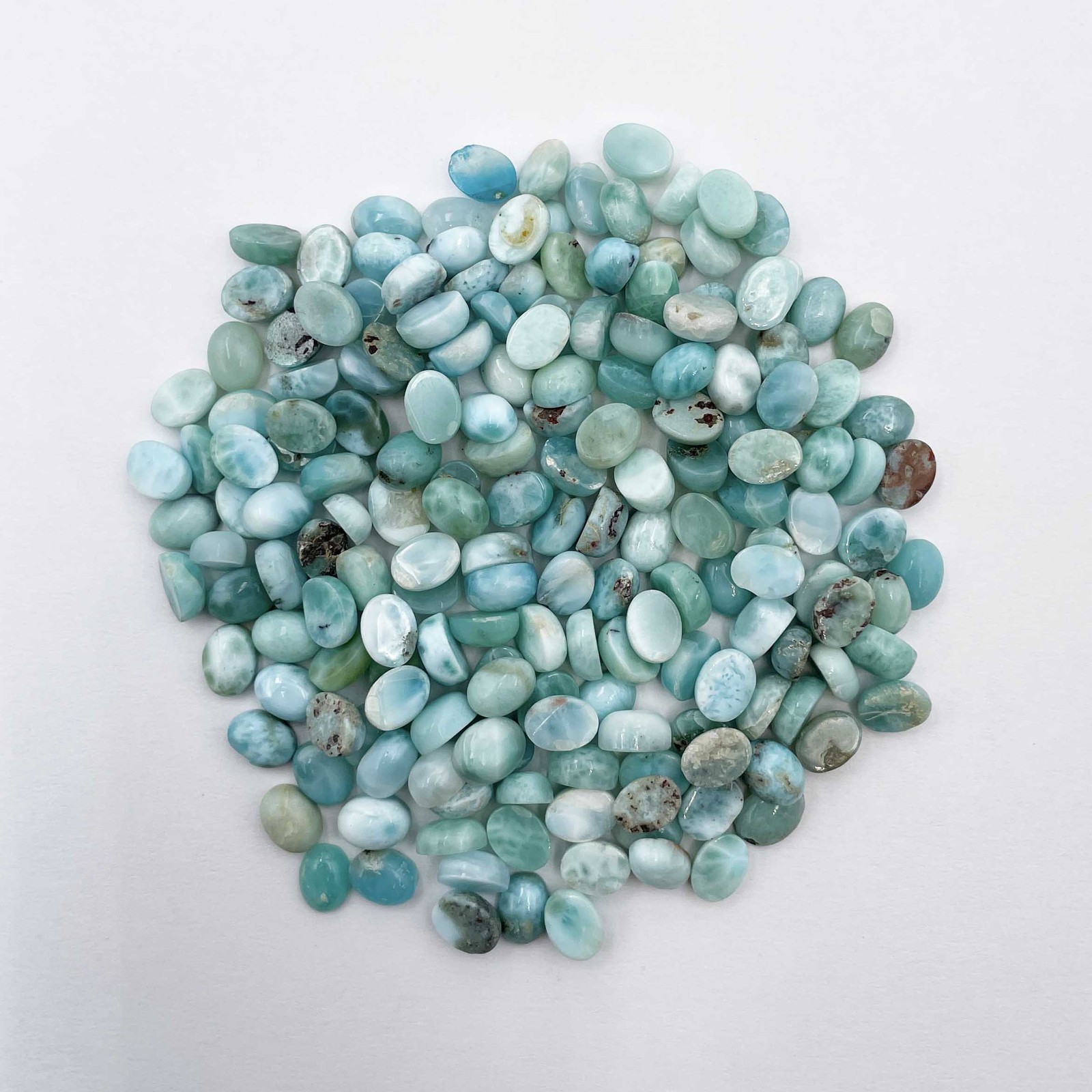 Natural Larimar Oval Cabochon Loose Gemstone Lot 61 Pcs 6*8 MM 100 CT